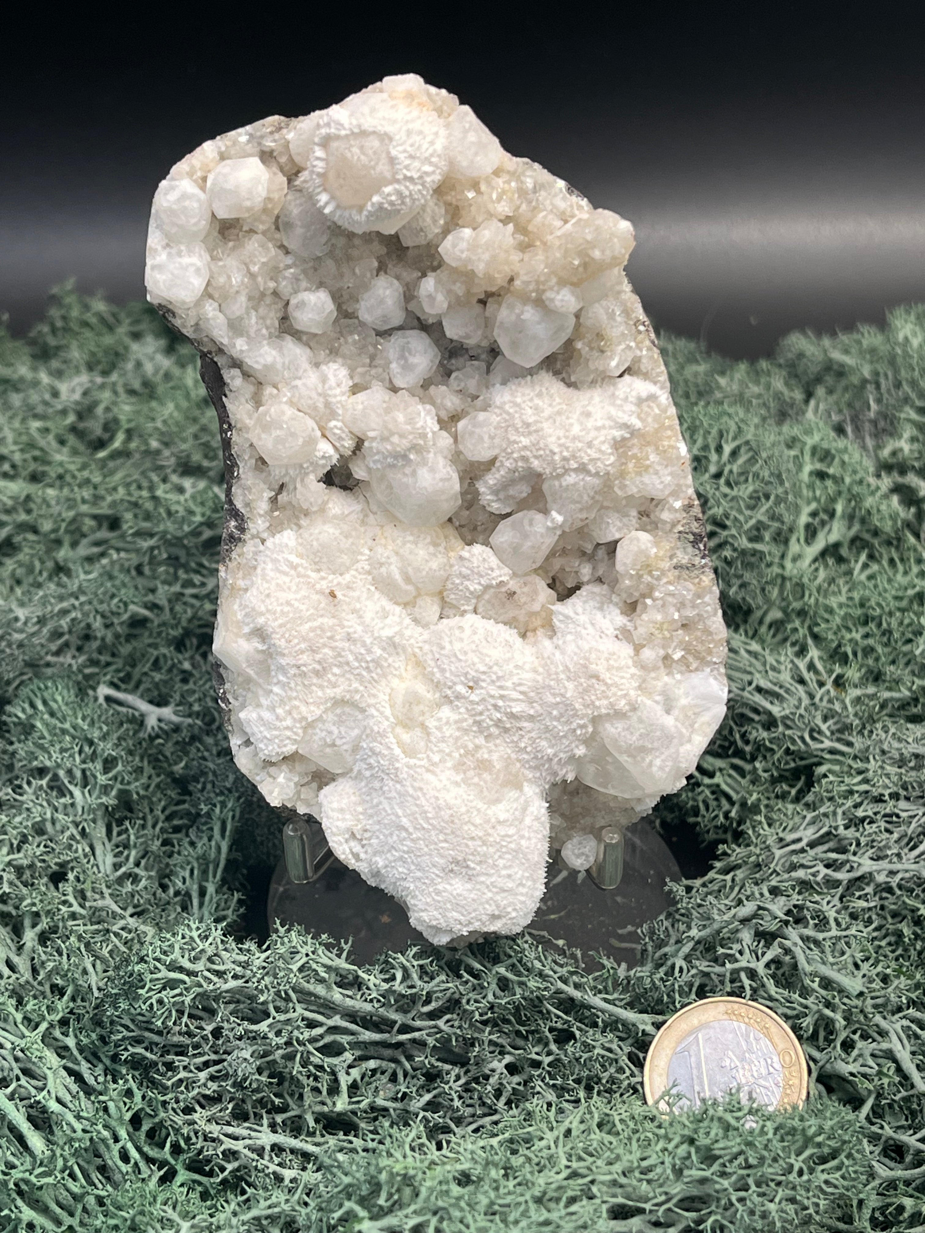 Okenit auf Apophyllit Cluster (Handstufe) aus Indien (438g) - sehr schöne Okenit Kristallbildung - crystal paradise