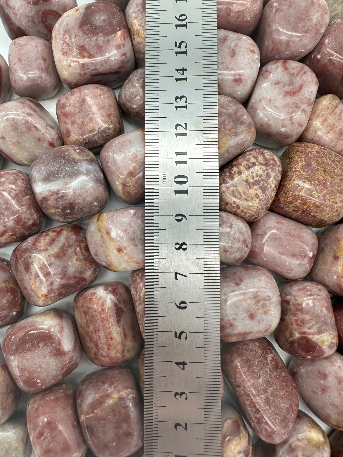 Trommelware Strawberry Jasper 1-Stück ca. 2cm - crystal paradise