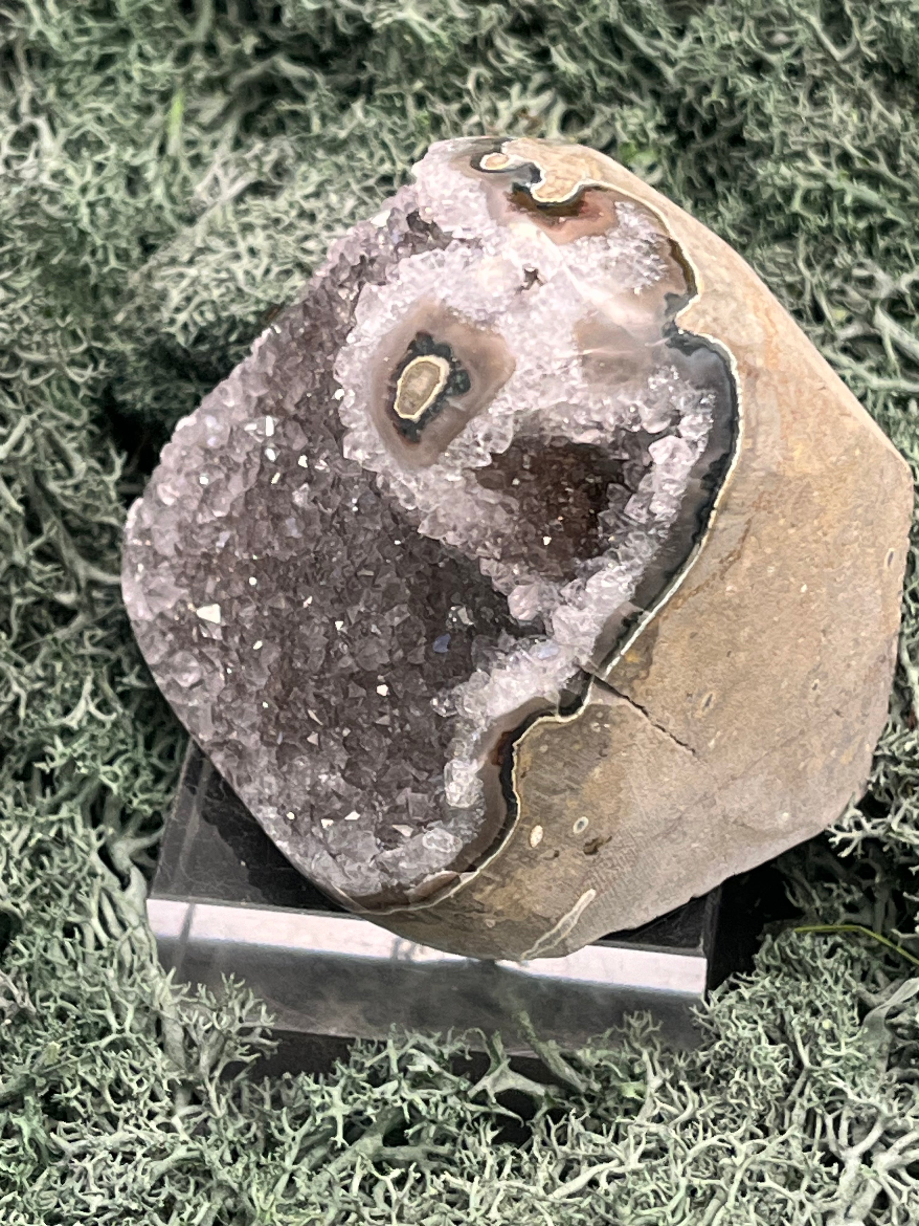 Achatisierte Amethyst Druse aus Uruguay (317g) - schöne helle Kristalle und Achatisierung - crystal paradise