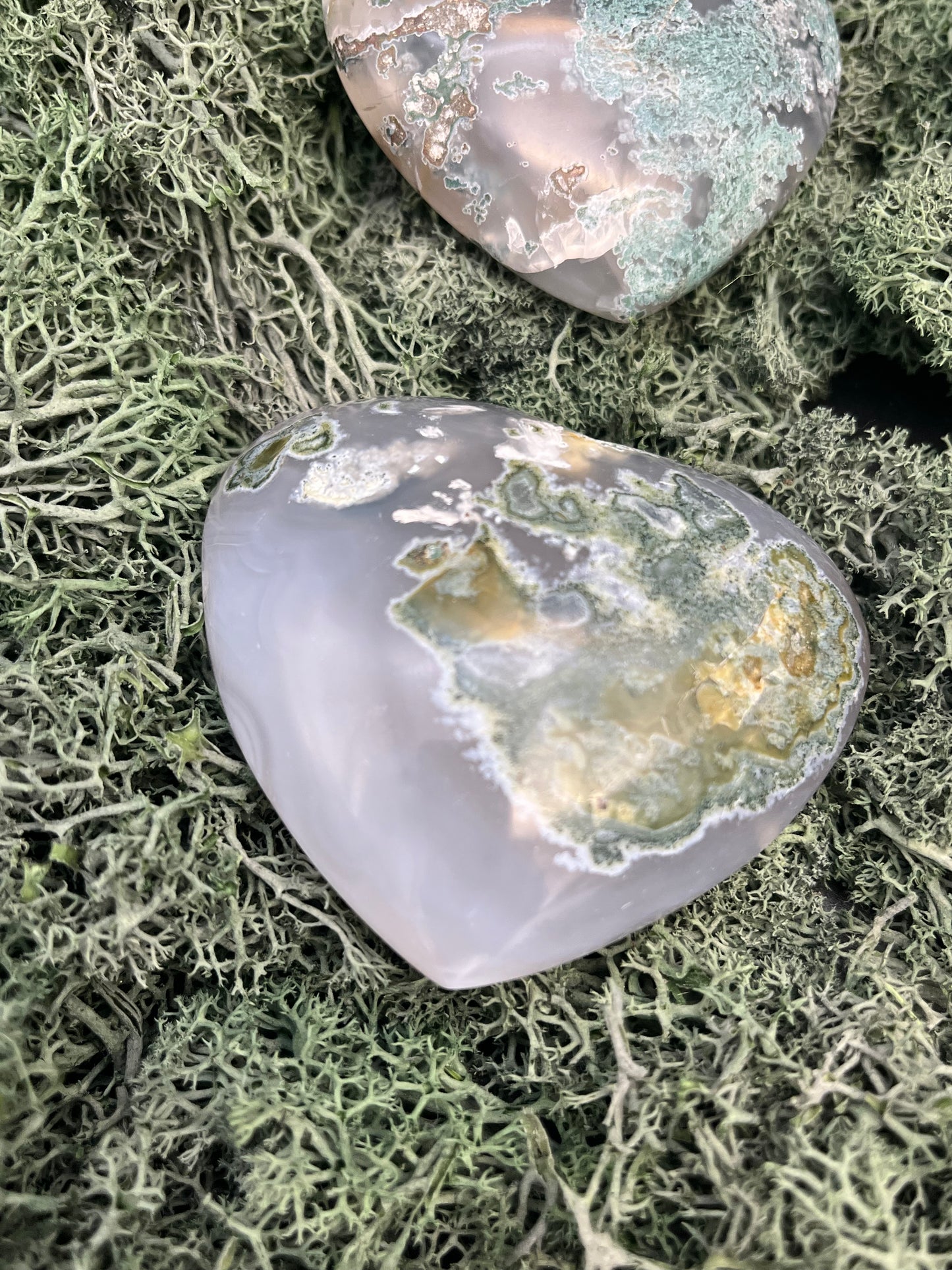 Deko: Herz aus Moosachat (Handschmeichler) (100-200g) - crystal paradise