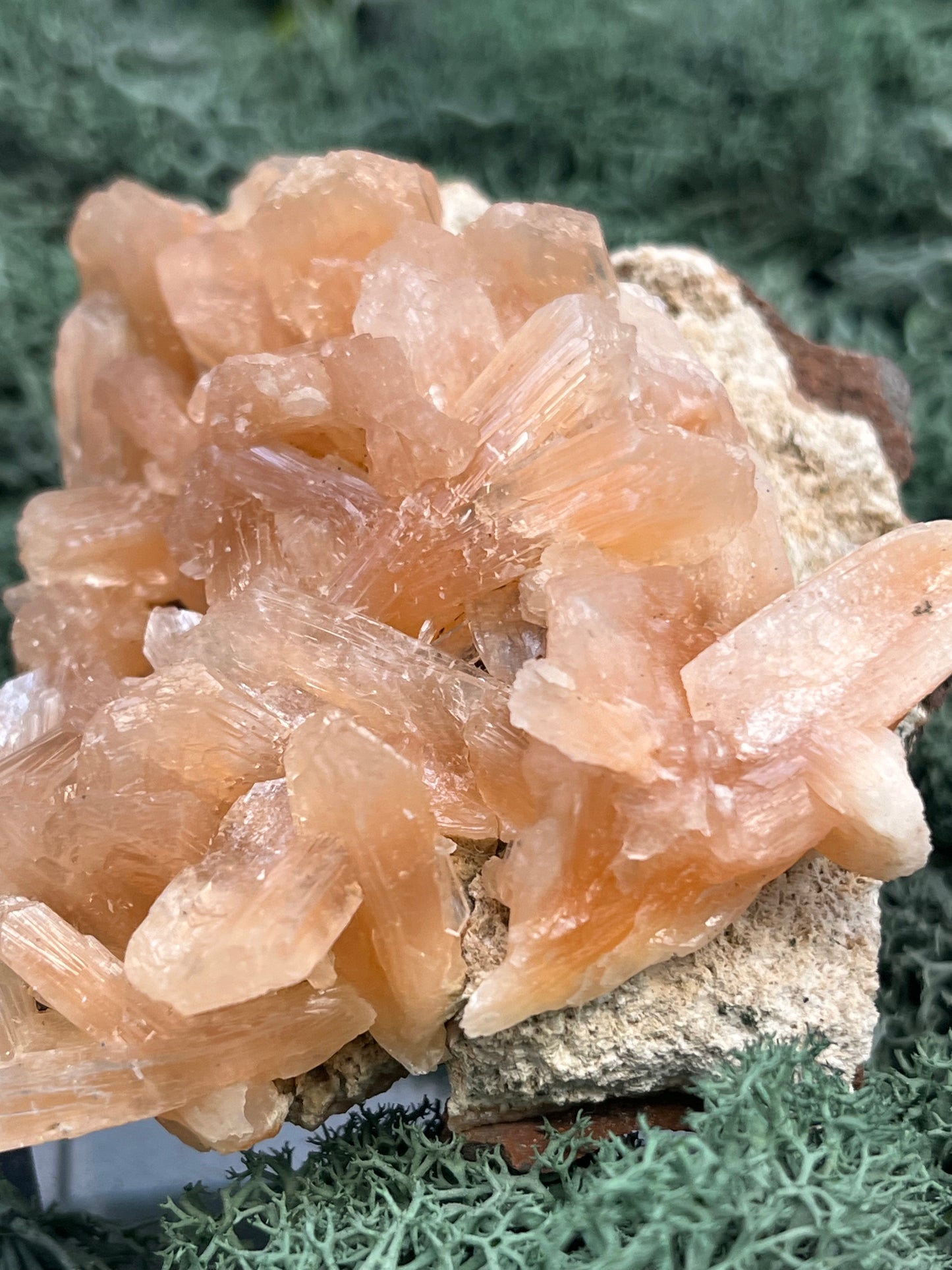 Stilbit Cluster Handstufe auf Zeolith aus Indien (180g) - viele grosse Kristalle - crystal paradise