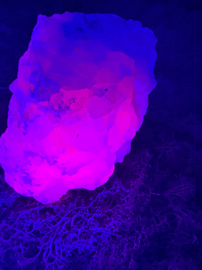 Pink Calcit Großstufe (UV Reaktiv) (1775g)- rundherum schöne Kristallstruktur - crystal paradise