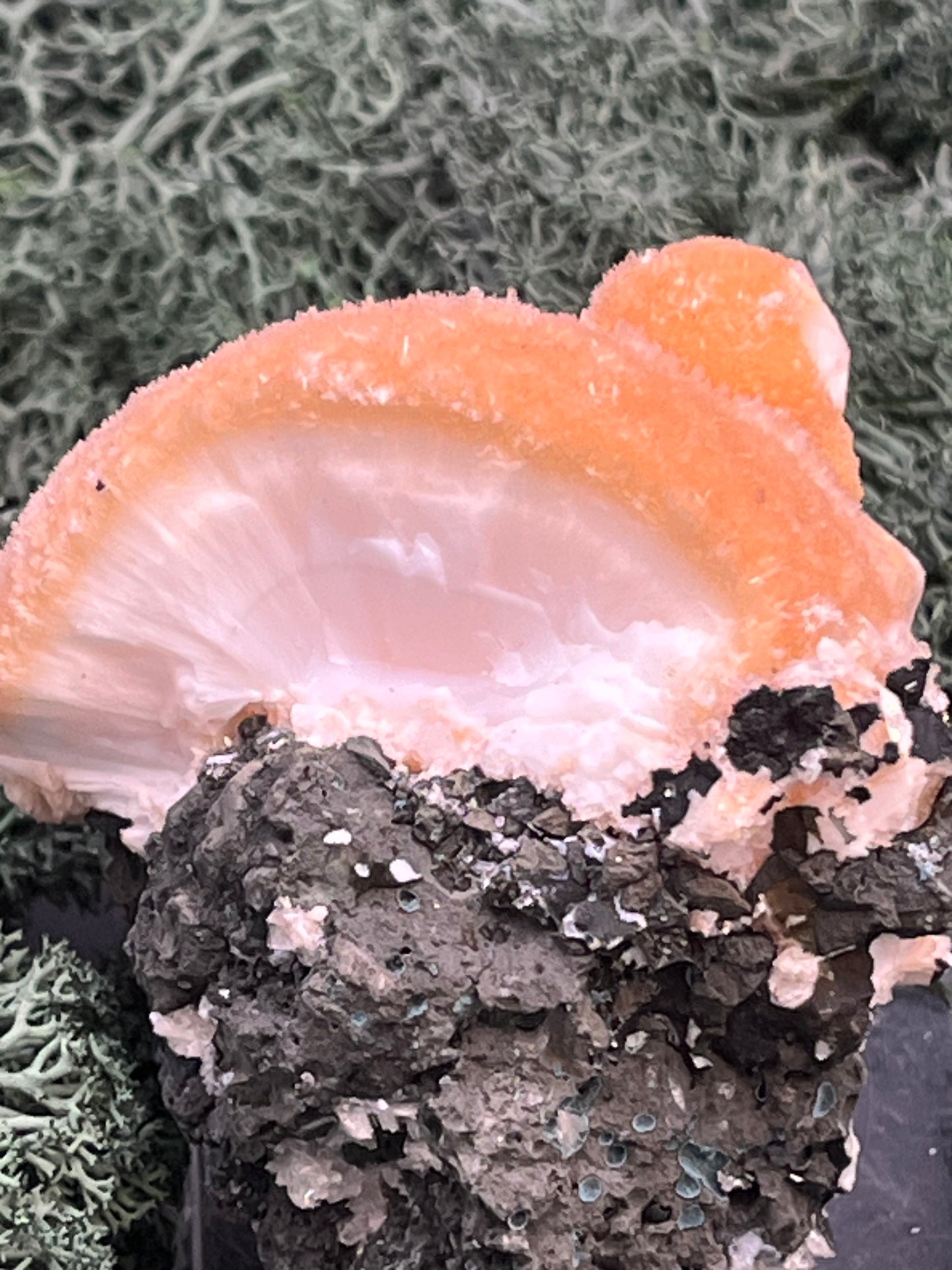 Thomsonit aus Indien (153g) - Stufe - leuchtend orange Farbe, mehrere schöne Kugelbildungen auf Muttergestein - crystal paradise