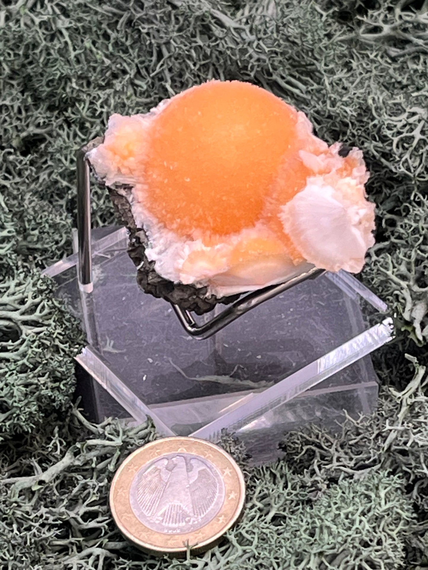 Thomsonit aus Indien (52g) - Stufe - leuchtend orange Farbe, schöne Kugelbildung auf Muttergestein - crystal paradise