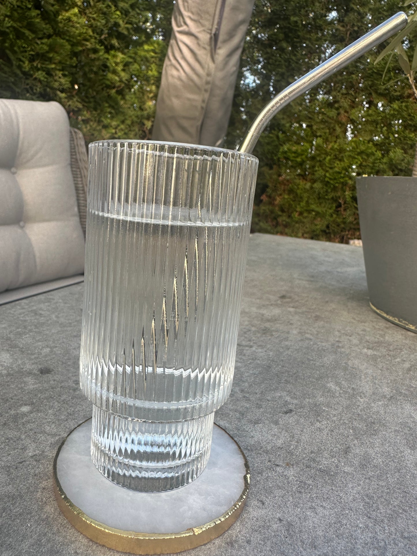 Achatscheibe weiß mit Goldrand - ca. 10 cm Durchmesser (Sammlerstück oder Untersetzer) - crystal paradise