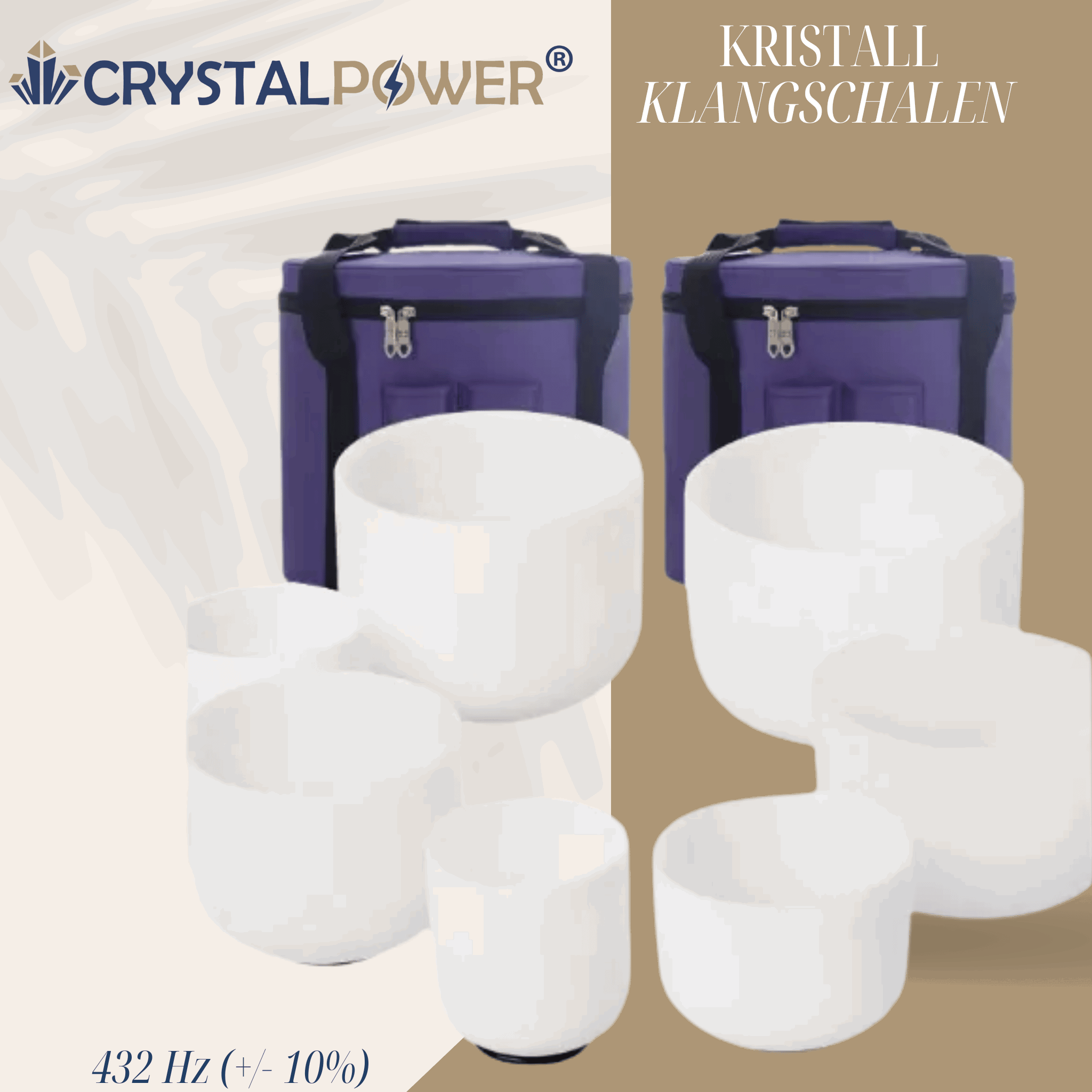 Kristall Klangschalen Set aus Quarz (7 Schalen) - crystal paradise