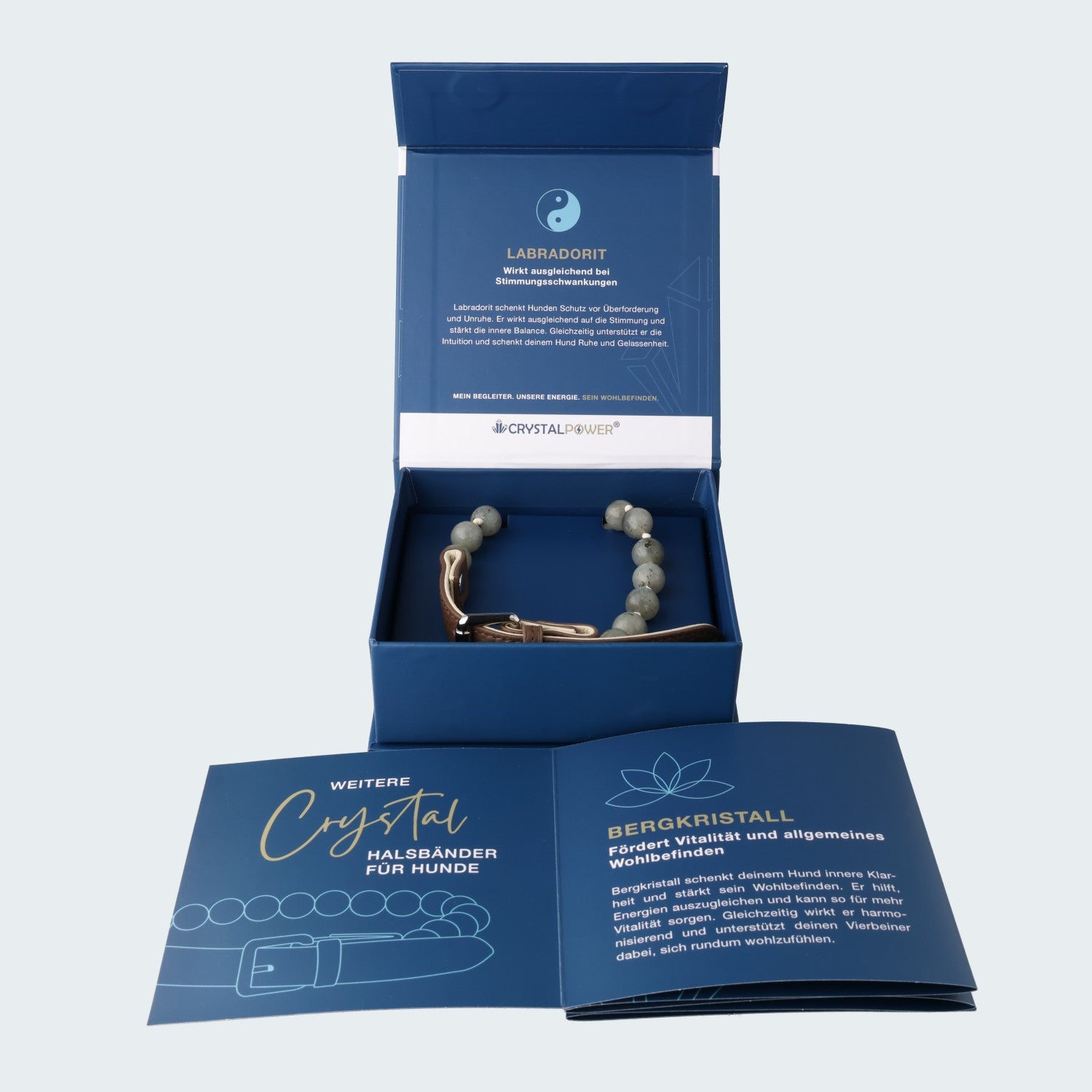 Labradorit–wirkt ausgleichend bei Stimmungsschwankungen - Hundehalsband crystalpower®