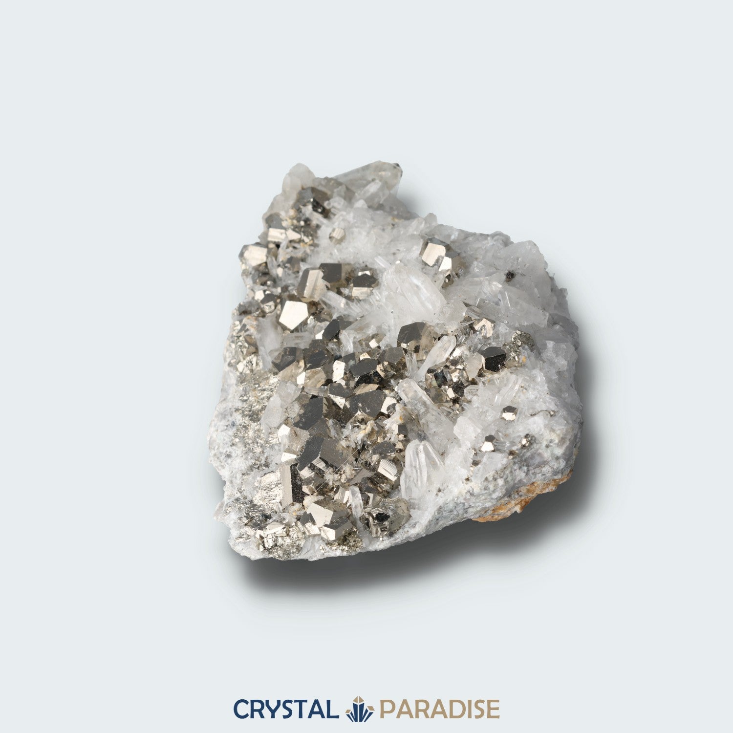 Pyrit an Bergkristall aus Indonesien (469g) - crystal paradise