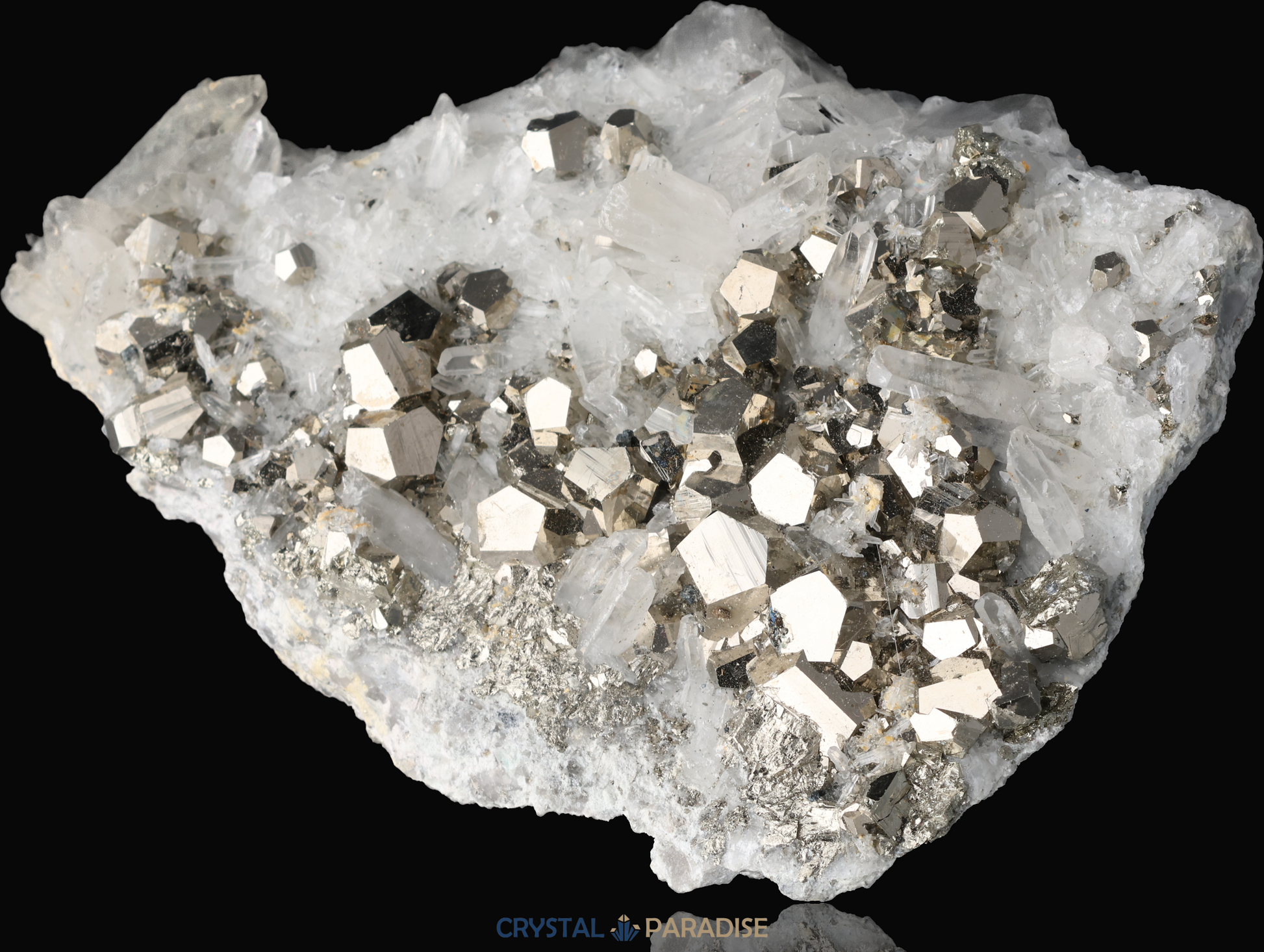 Pyrit an Bergkristall aus Indonesien (469g) - crystal paradise