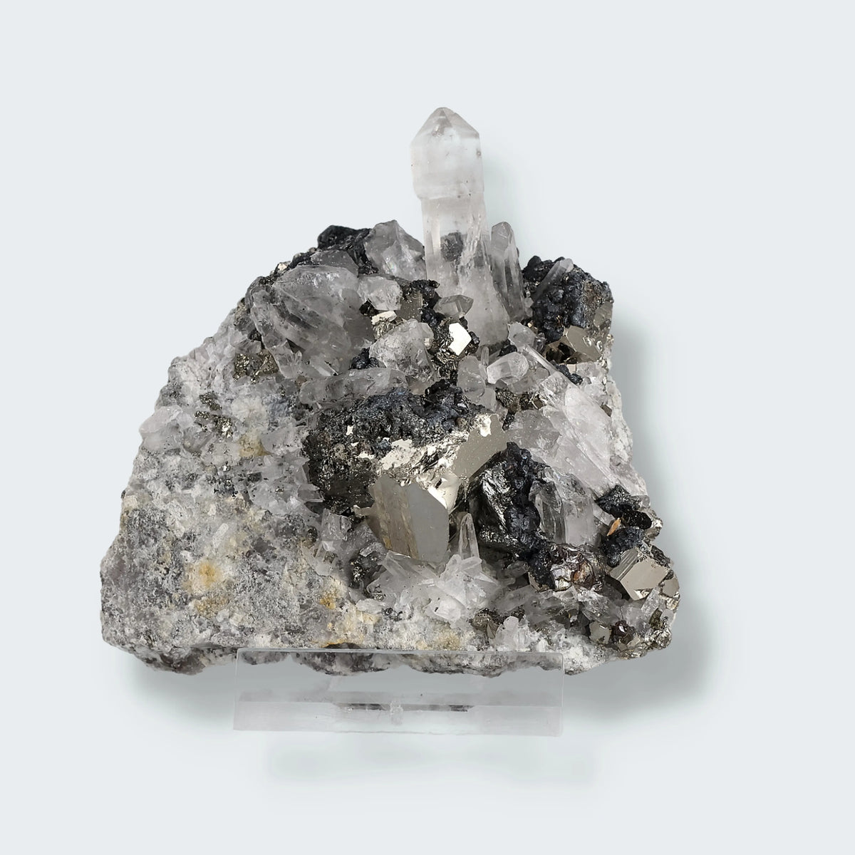 Pyrit an Bergkristall Zepter aus Indonesien (157g)