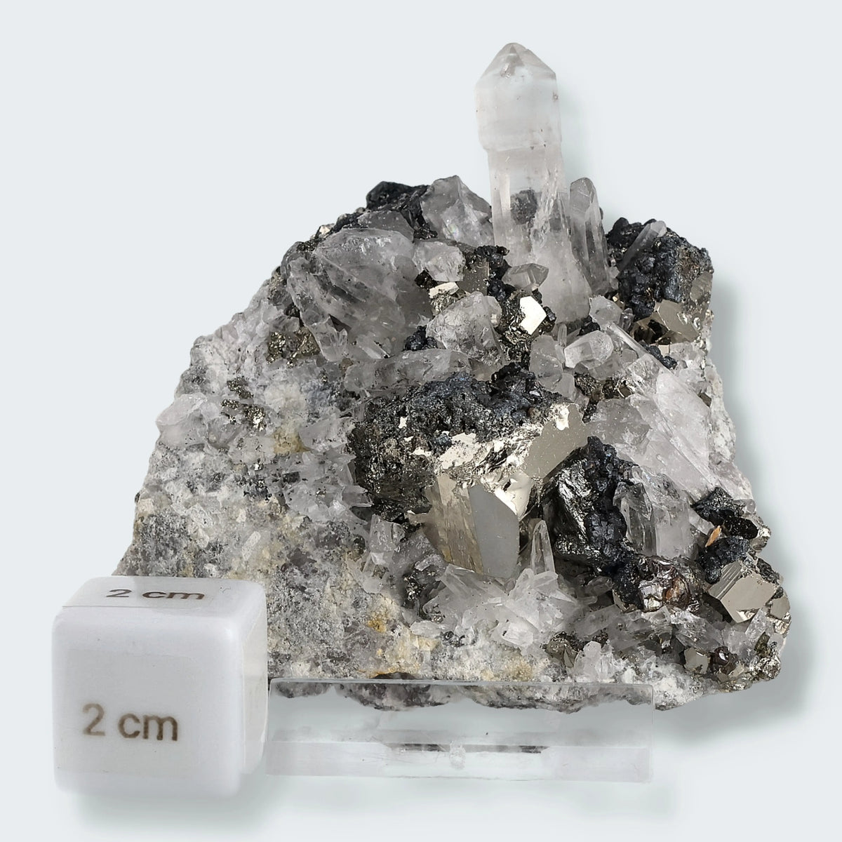 Pyrit an Bergkristall Zepter aus Indonesien (157g)