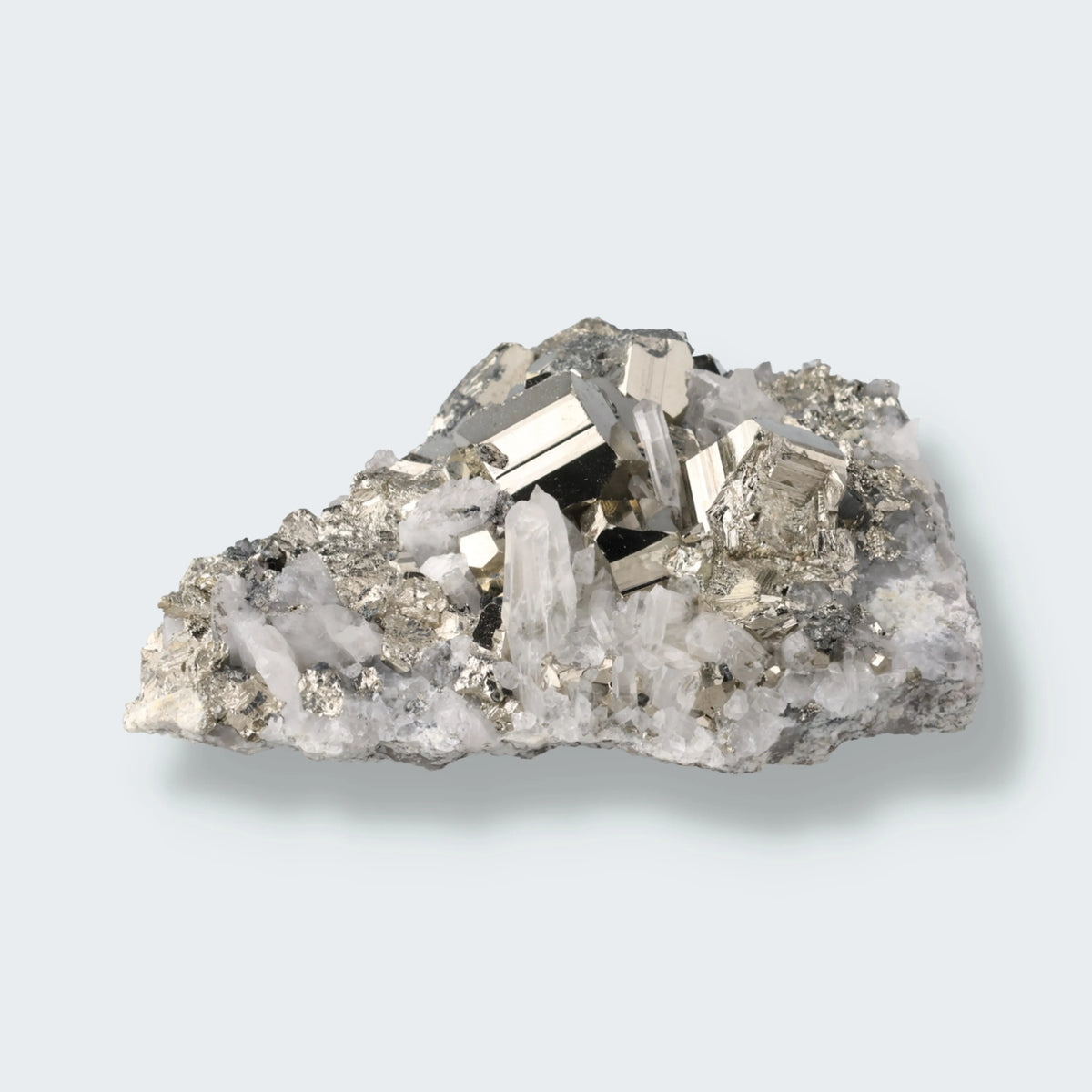 Pyrit an Bergkristall aus Indonesien (448g)