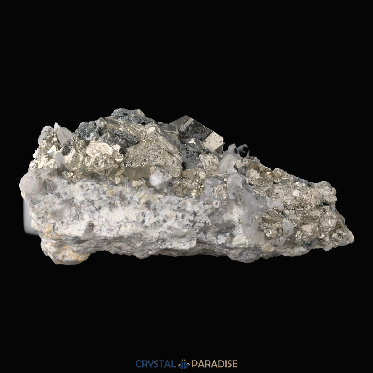 Pyrit an Bergkristall aus Indonesien (448g)
