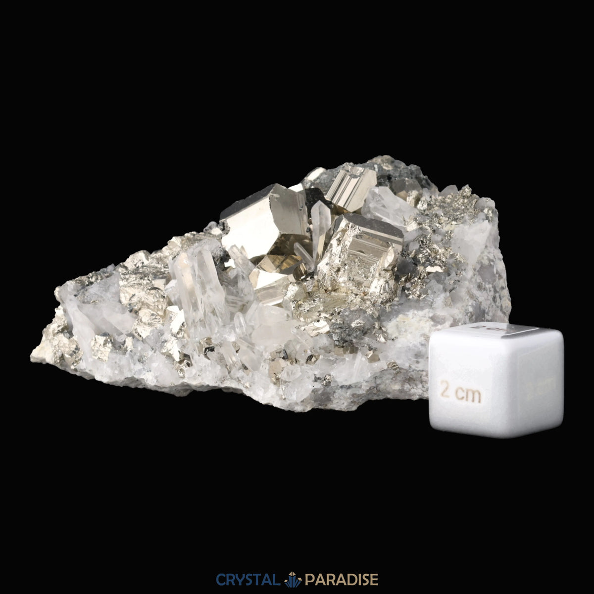 Pyrit an Bergkristall aus Indonesien (448g)