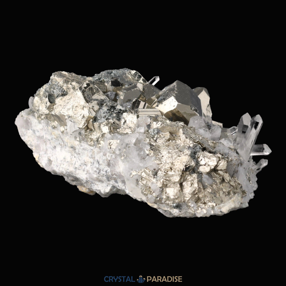 Pyrit an Bergkristall aus Indonesien (448g)
