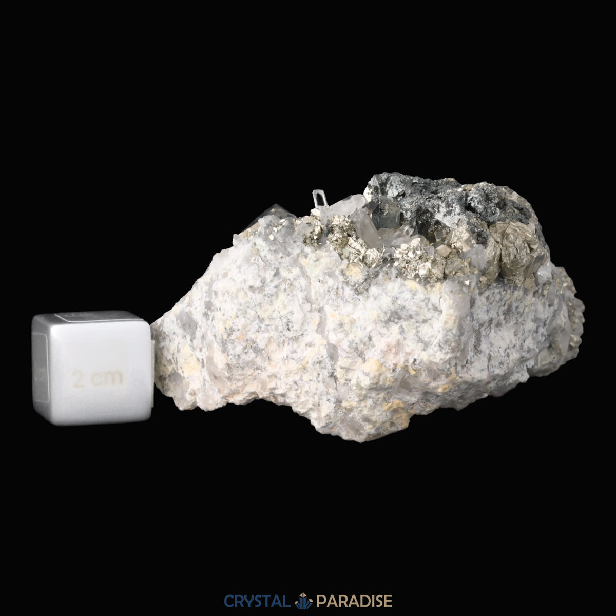 Pyrit an Bergkristall aus Indonesien (448g)