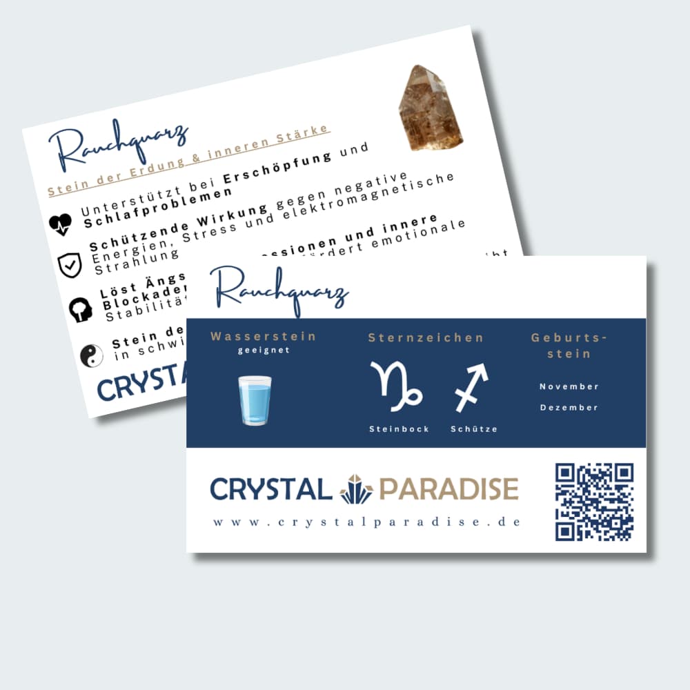 Rauchquarz Mineralien Sammelkarte - crystal paradise