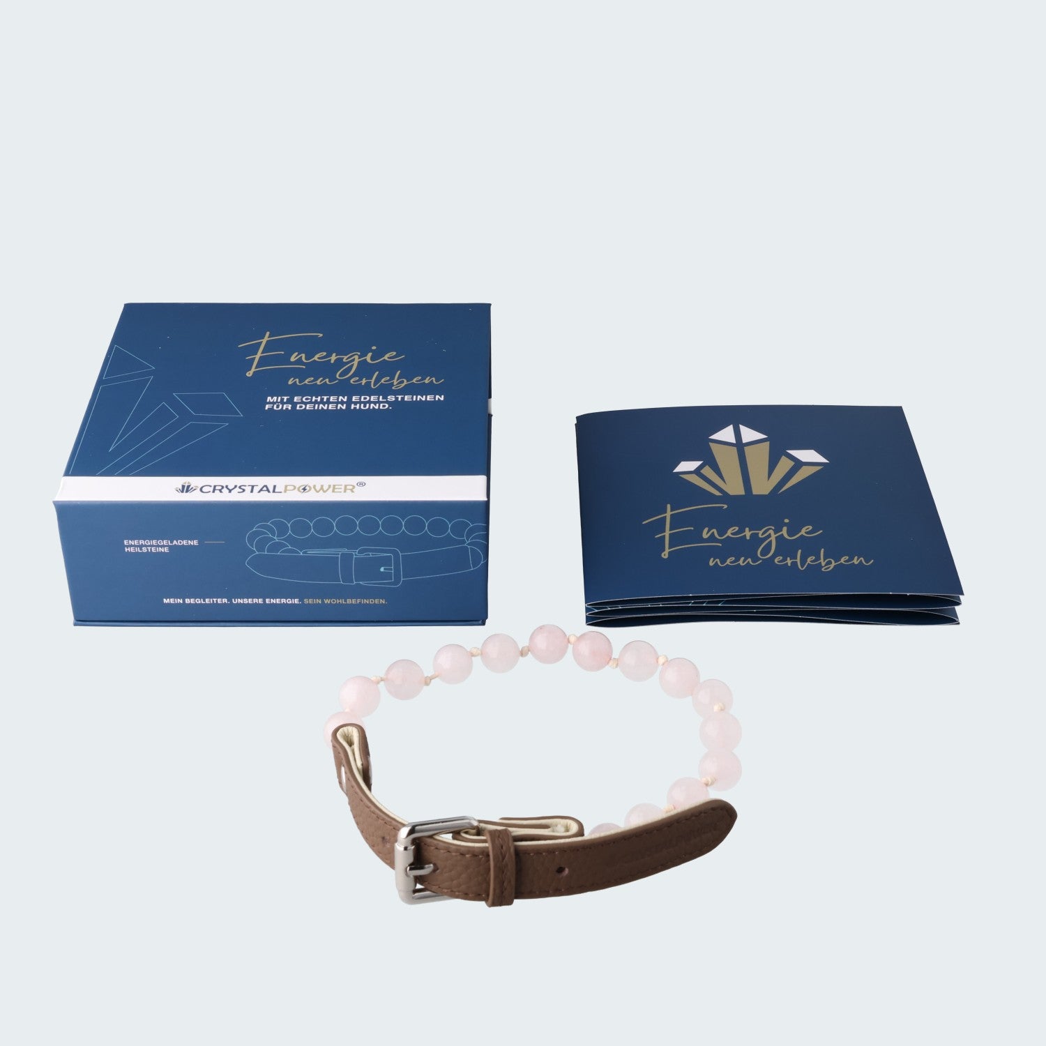 Rosenquarz–vertieft Bindung zwischen Hund und Hundeeltern - Hundehalsband crystalpower®