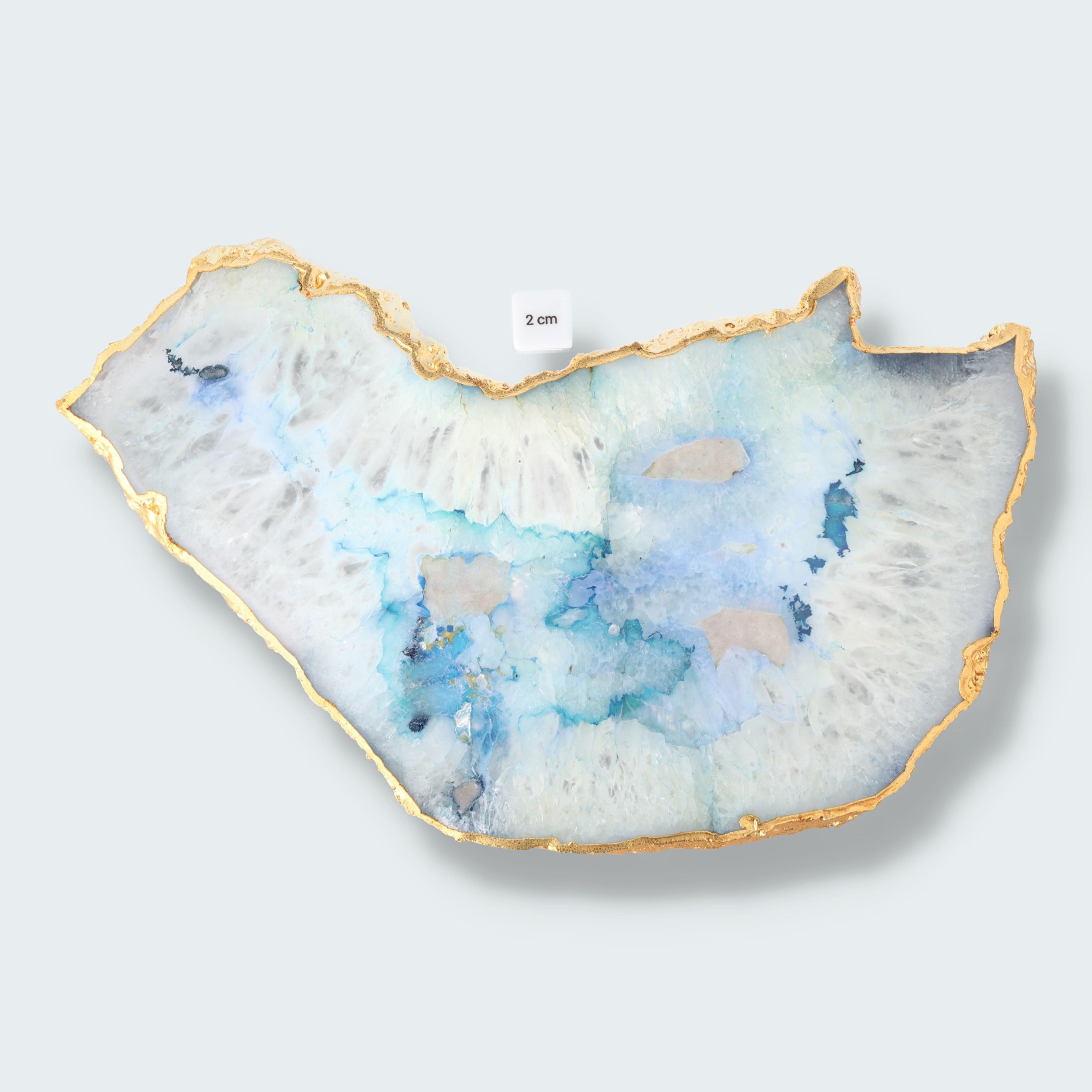 Achatscheibe blau-weiss mit Goldrand - ca. 32 cm Durchmesser (1354g) – Ansicht 2