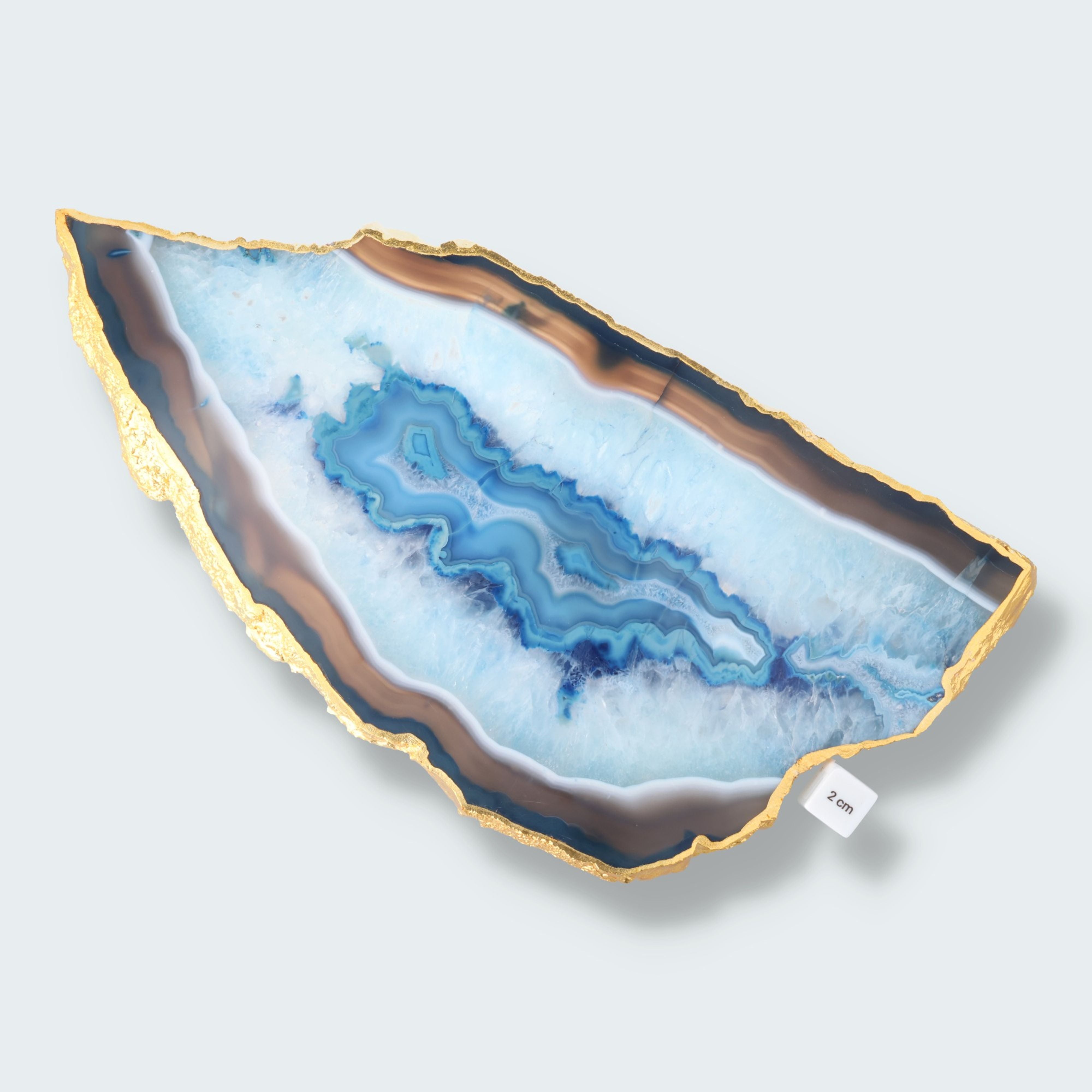 Achatscheibe blau-weiss mit Goldrand - ca. 36,5 cm Durchmesser (1670g) – Ansicht 3