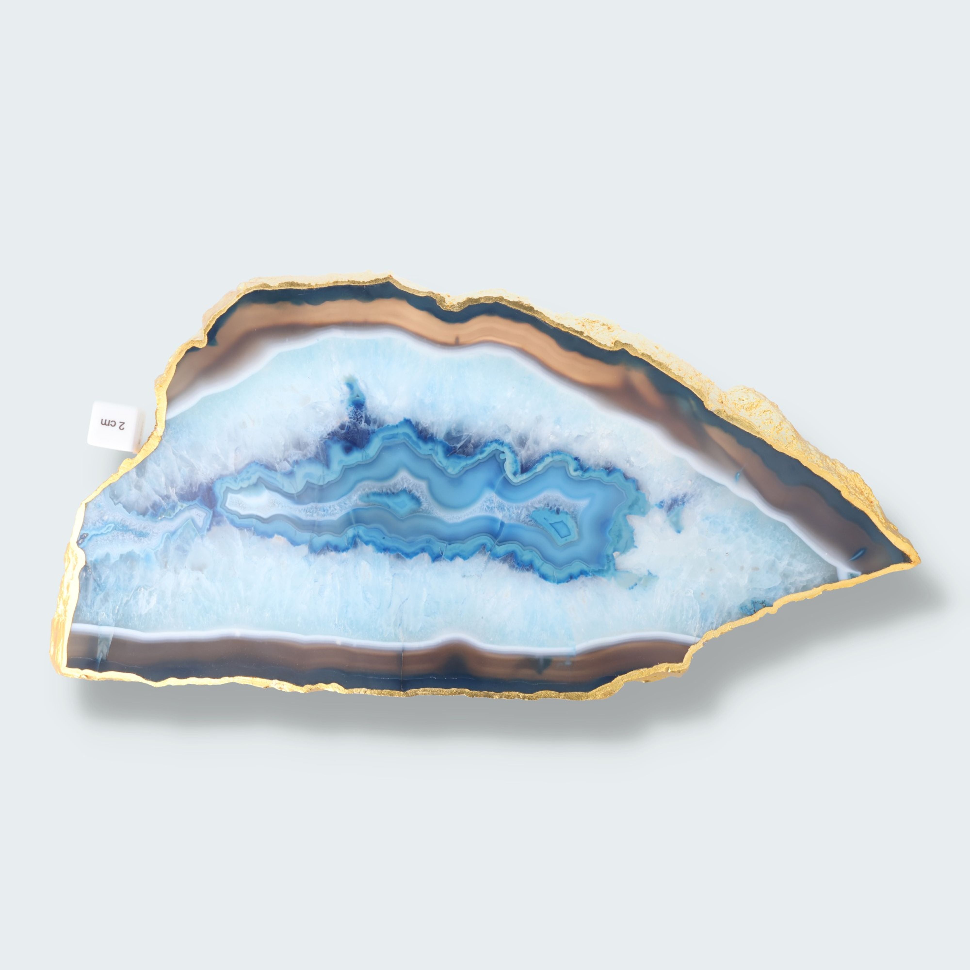 Achatscheibe blau-weiss mit Goldrand - ca. 36,5 cm Durchmesser (1670g) – Ansicht 4