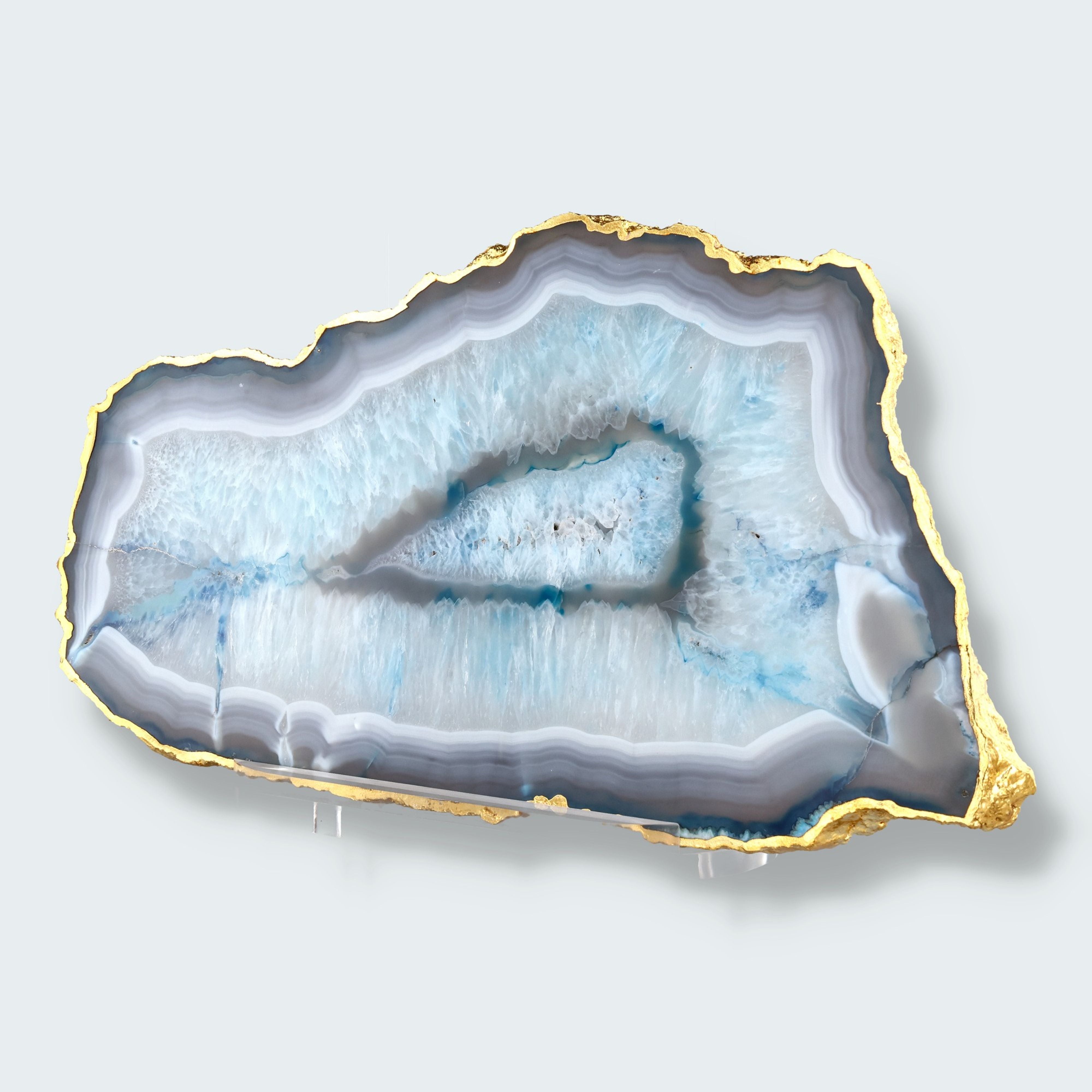 Achatscheibe blau-weiss mit Goldrand - ca. 36cm – Ansicht 2