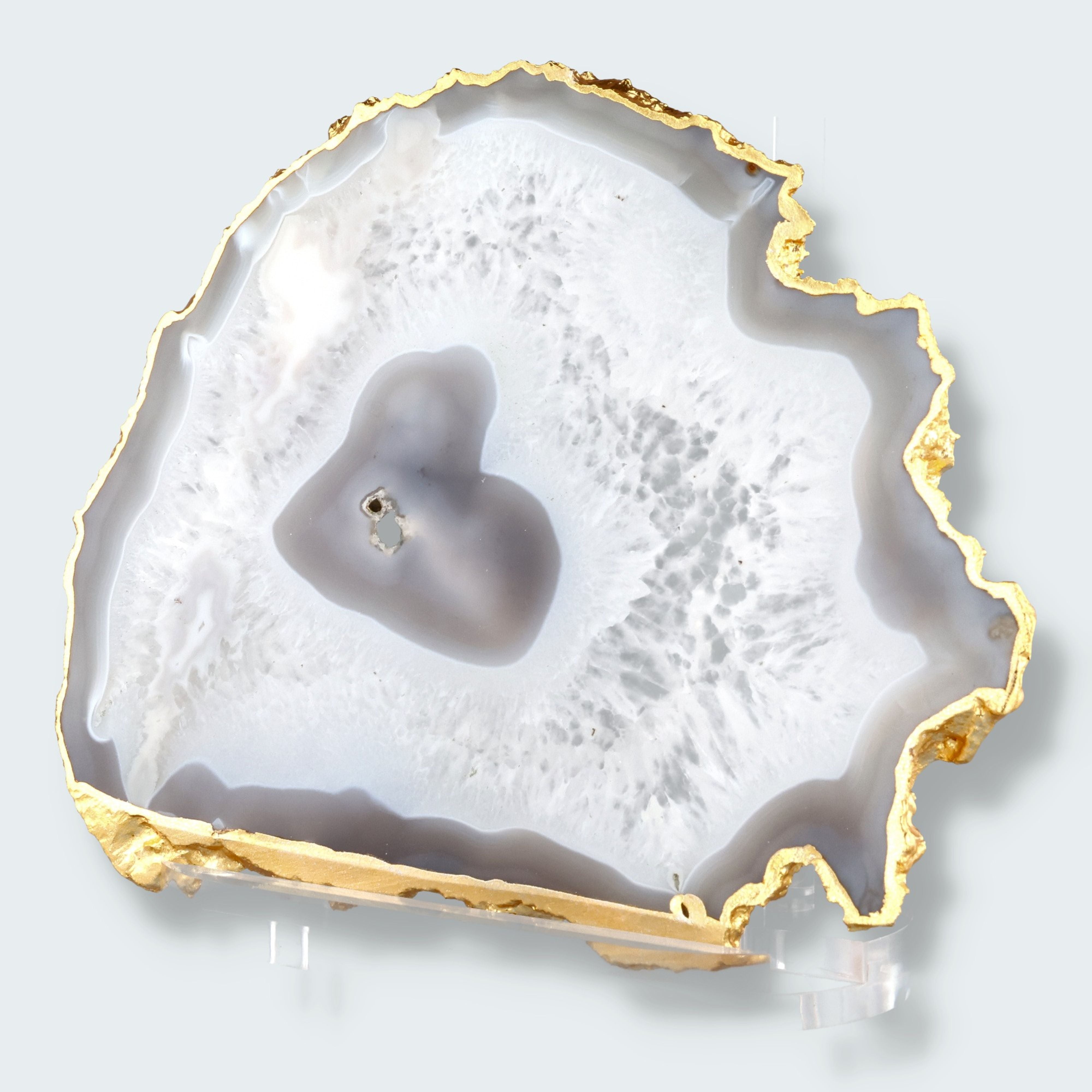 Achatscheibe grau-weiss mit Goldrand - ca. 26 cm – Ansicht 2