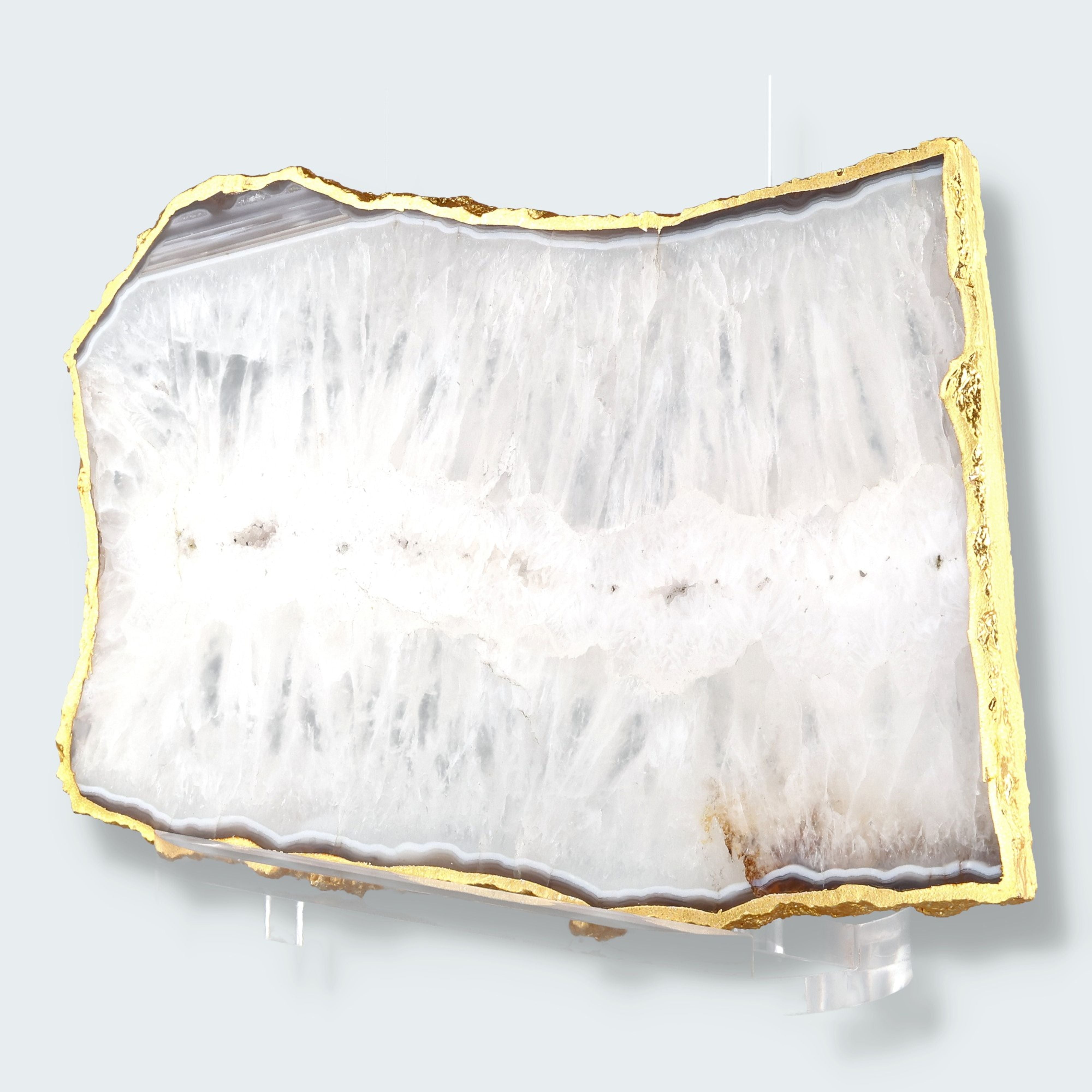 Achatscheibe grau-weiss mit Goldrand - ca. 27 cm – Ansicht 2