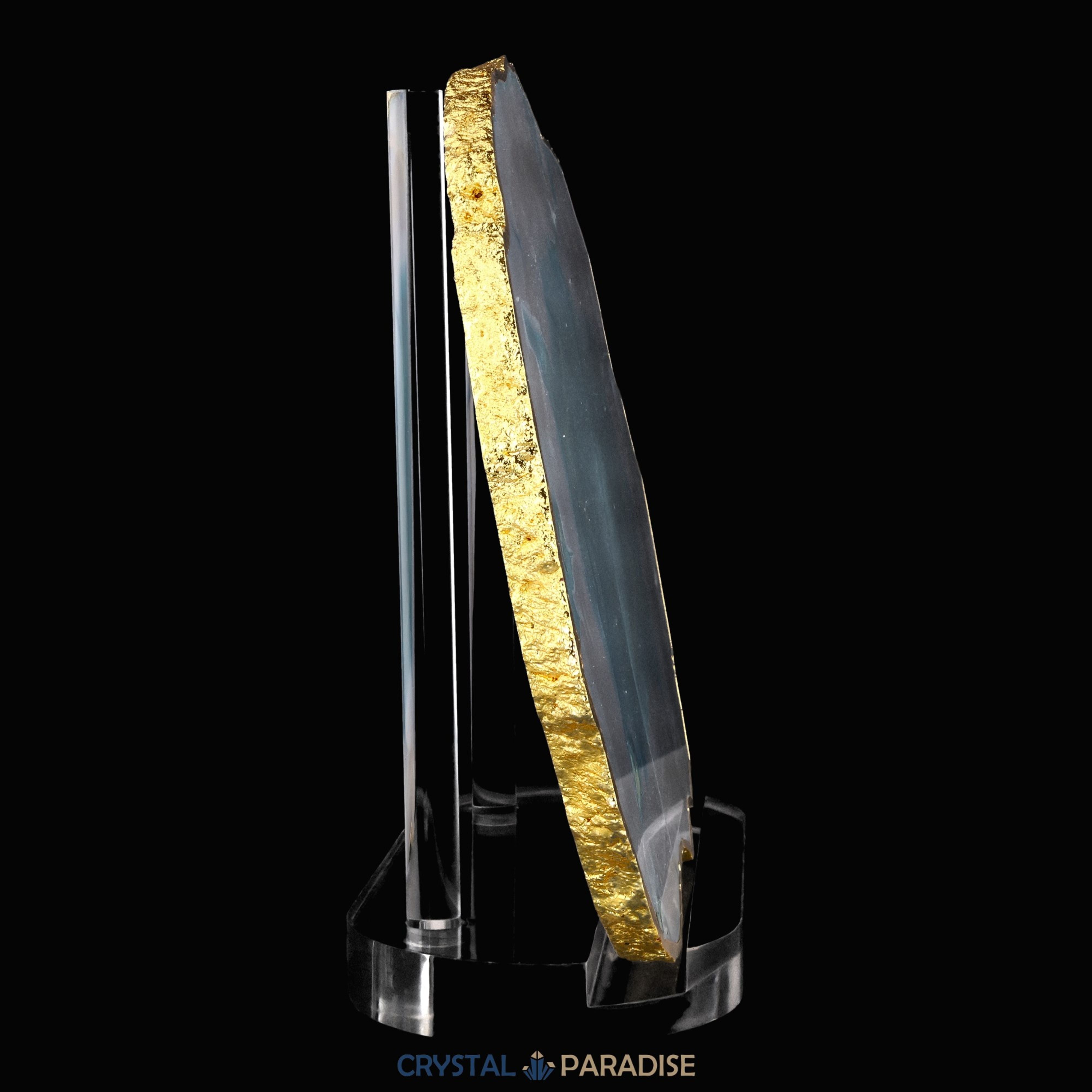 Achatscheibe grün weiss mit Goldrand - ca. 28 cm – Ansicht 9