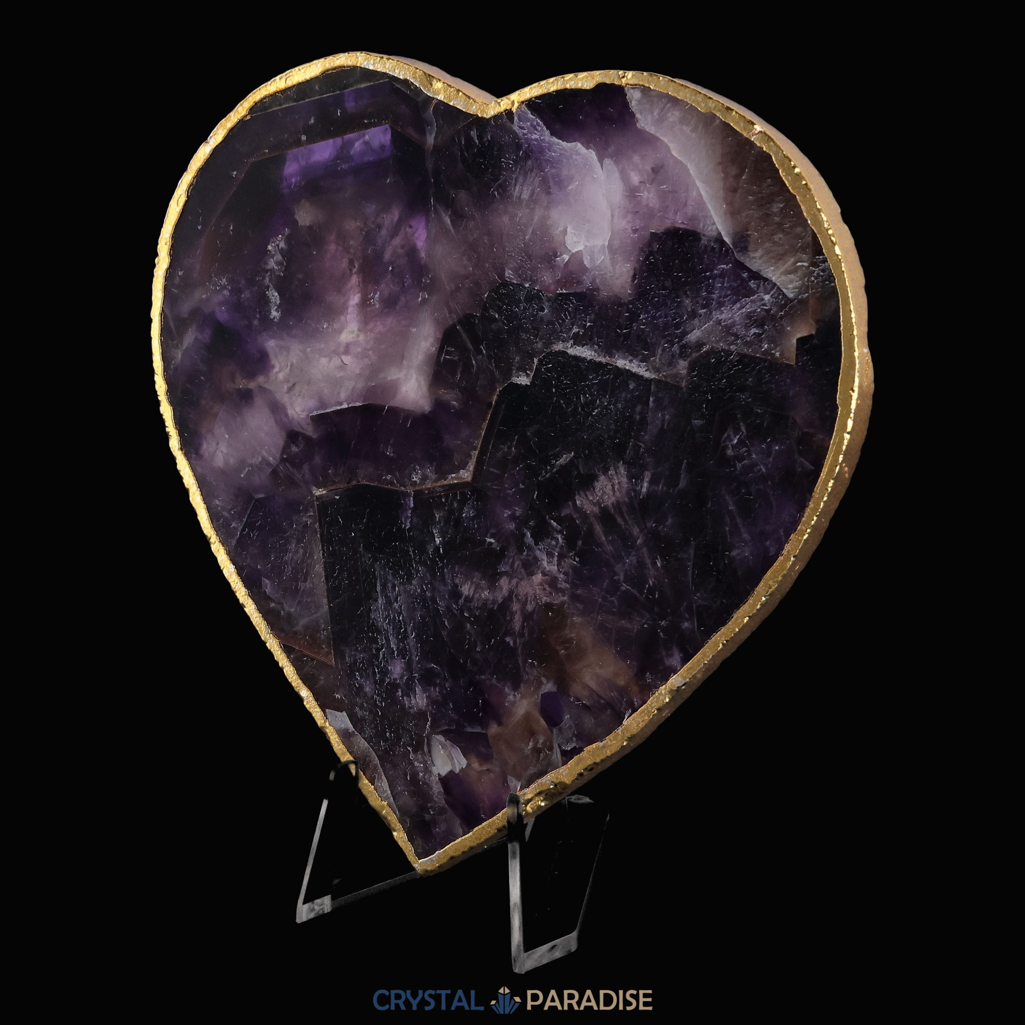 Amethyst-Scheibe mit Goldrand in Herzform â Ansicht 4
