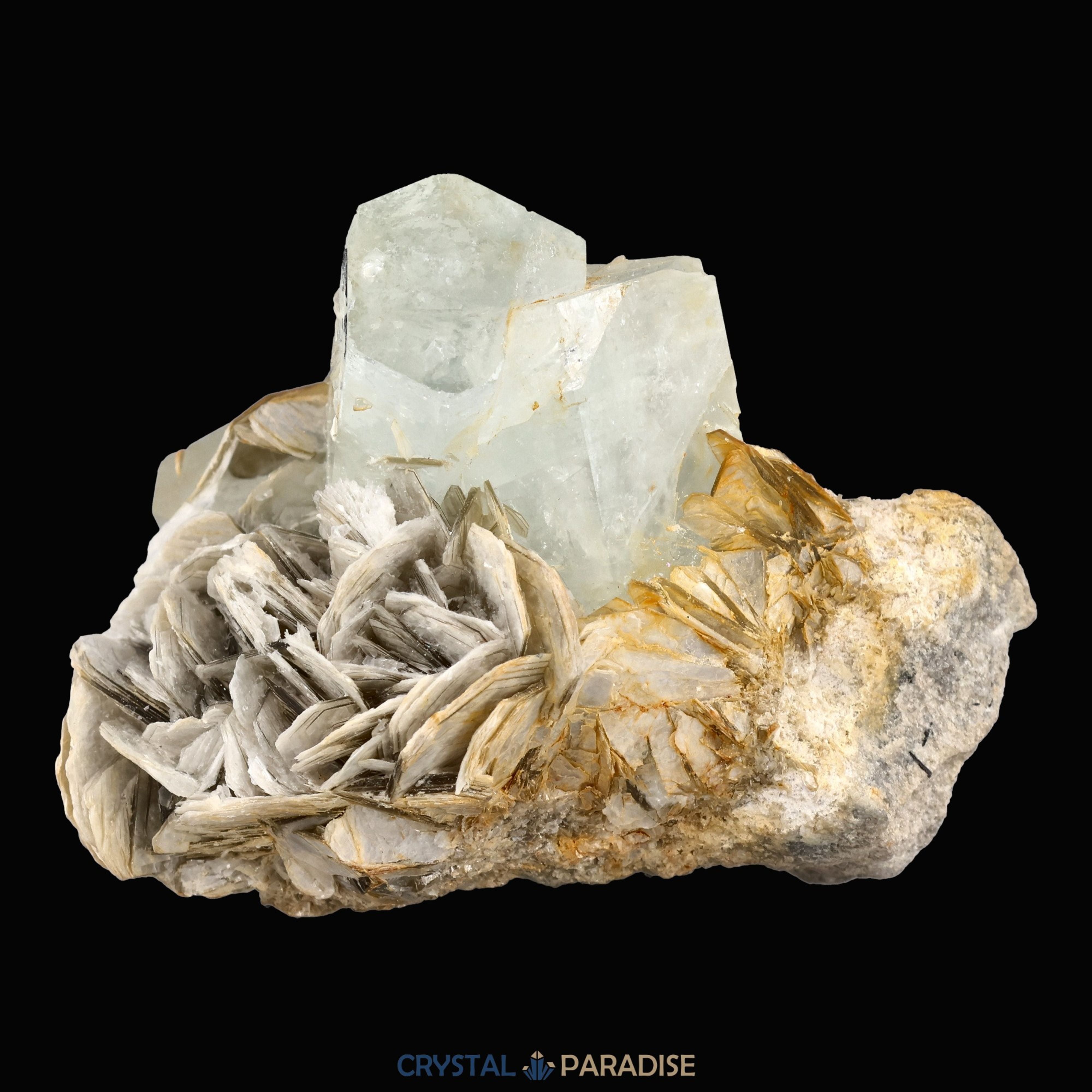 Aquamarin Kristall auf Feldspat aus Pakistan (96g) – Ansicht 4