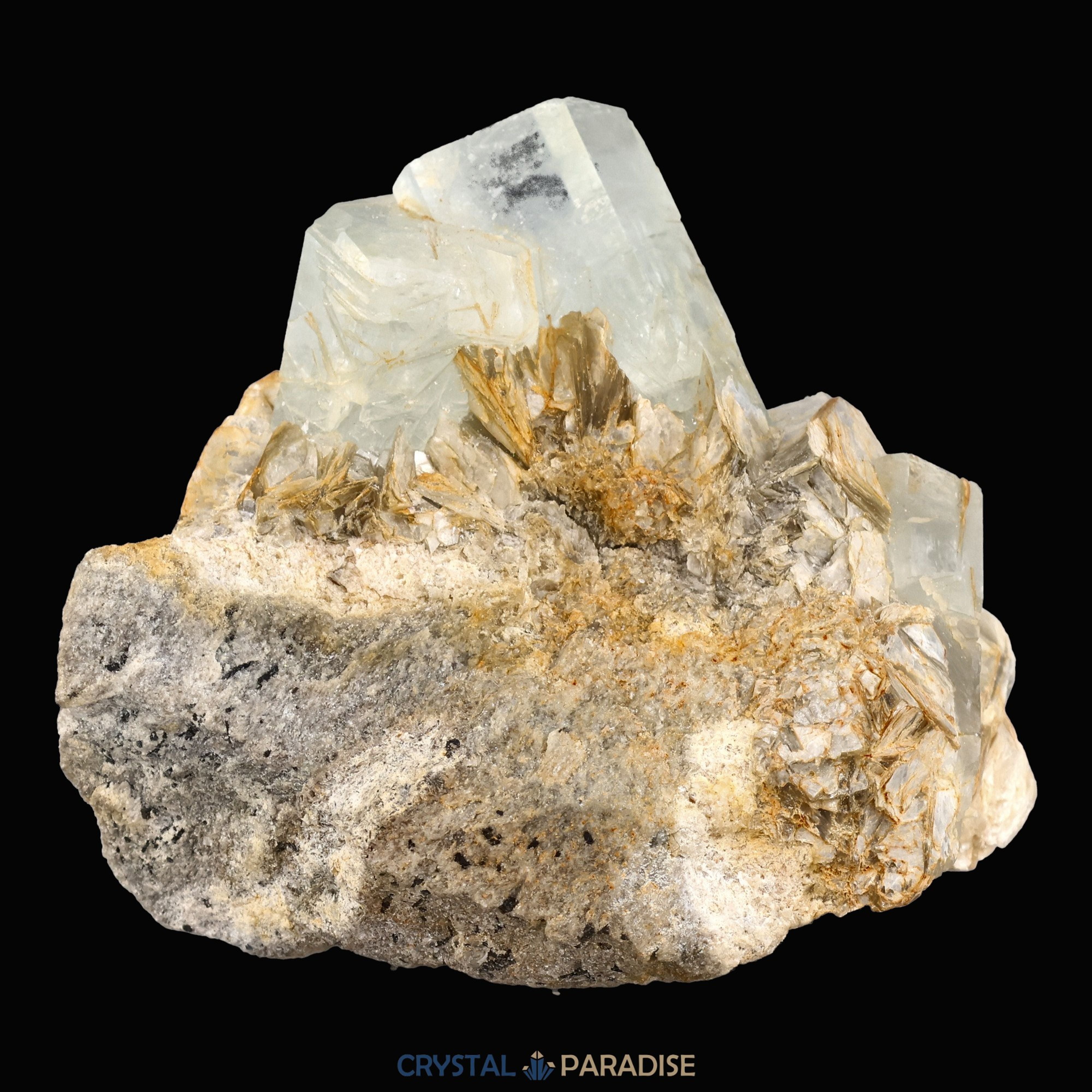 Aquamarin Kristall auf Feldspat aus Pakistan (96g) – Ansicht 7