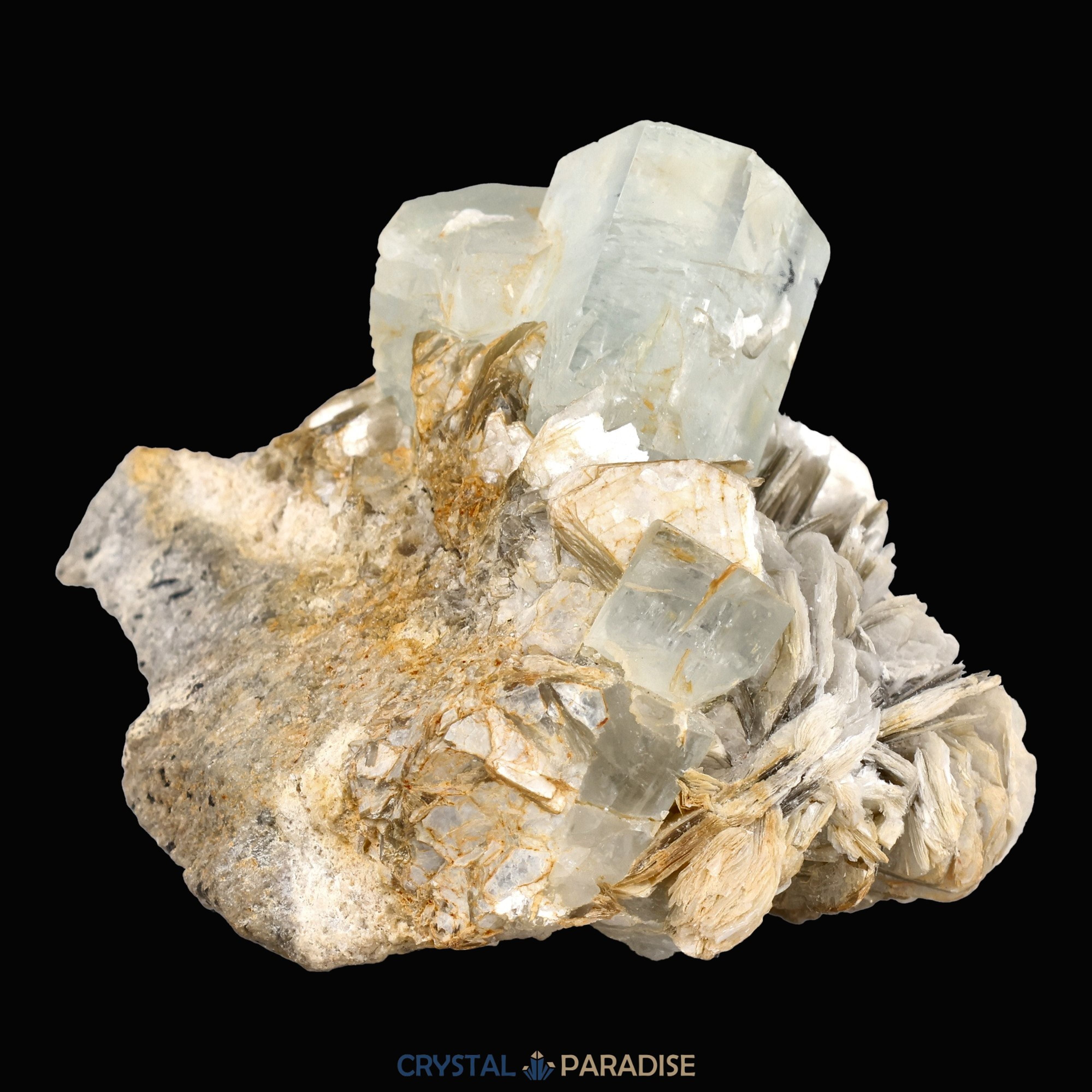 Aquamarin Kristall auf Feldspat aus Pakistan (96g) – Ansicht 8