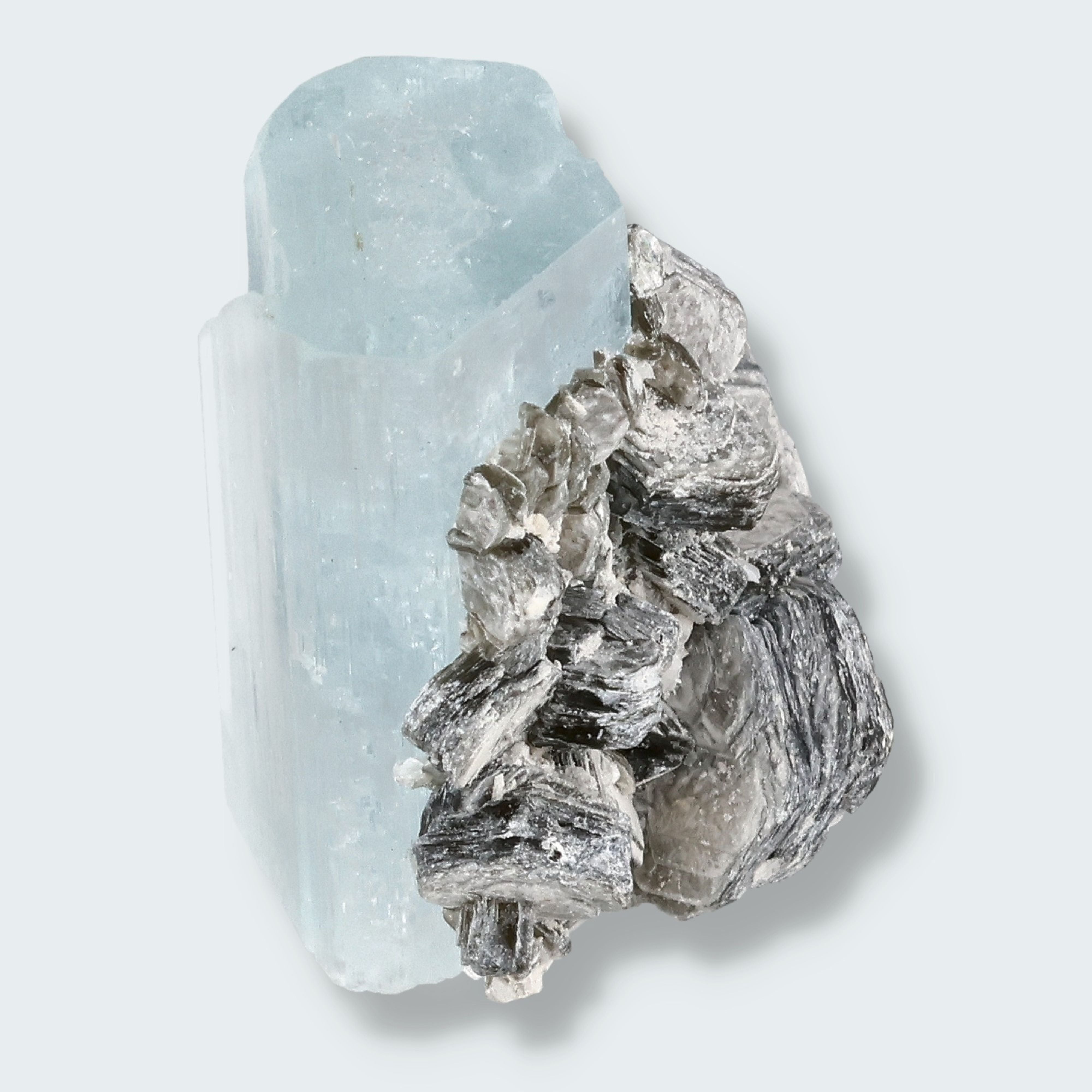 Aquamarin Stufe an Matrix und Quarz aus Pakistan (10g) – Ansicht 3