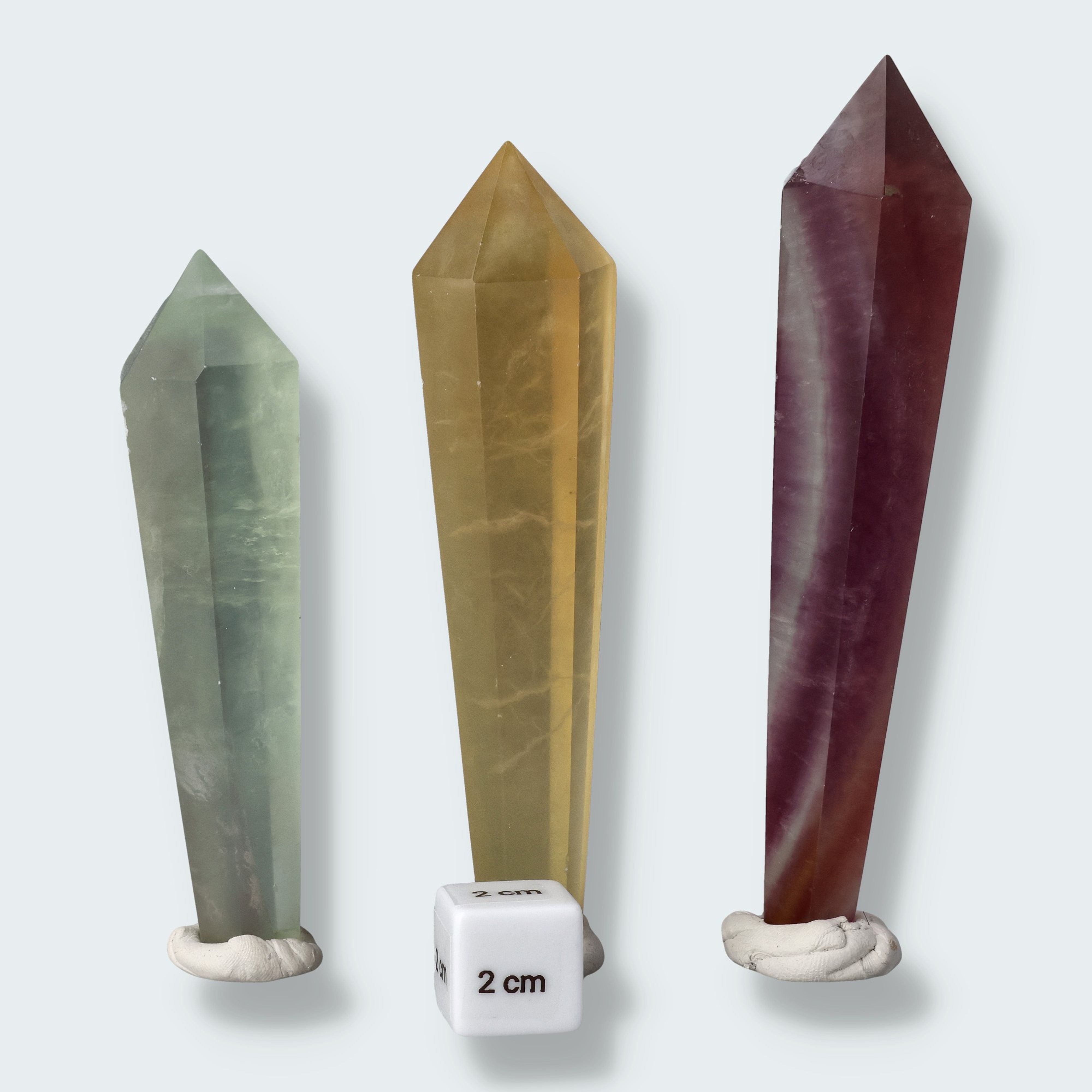 Fluorit Zepter Trio (Größtes 13 cm) – Ansicht 3