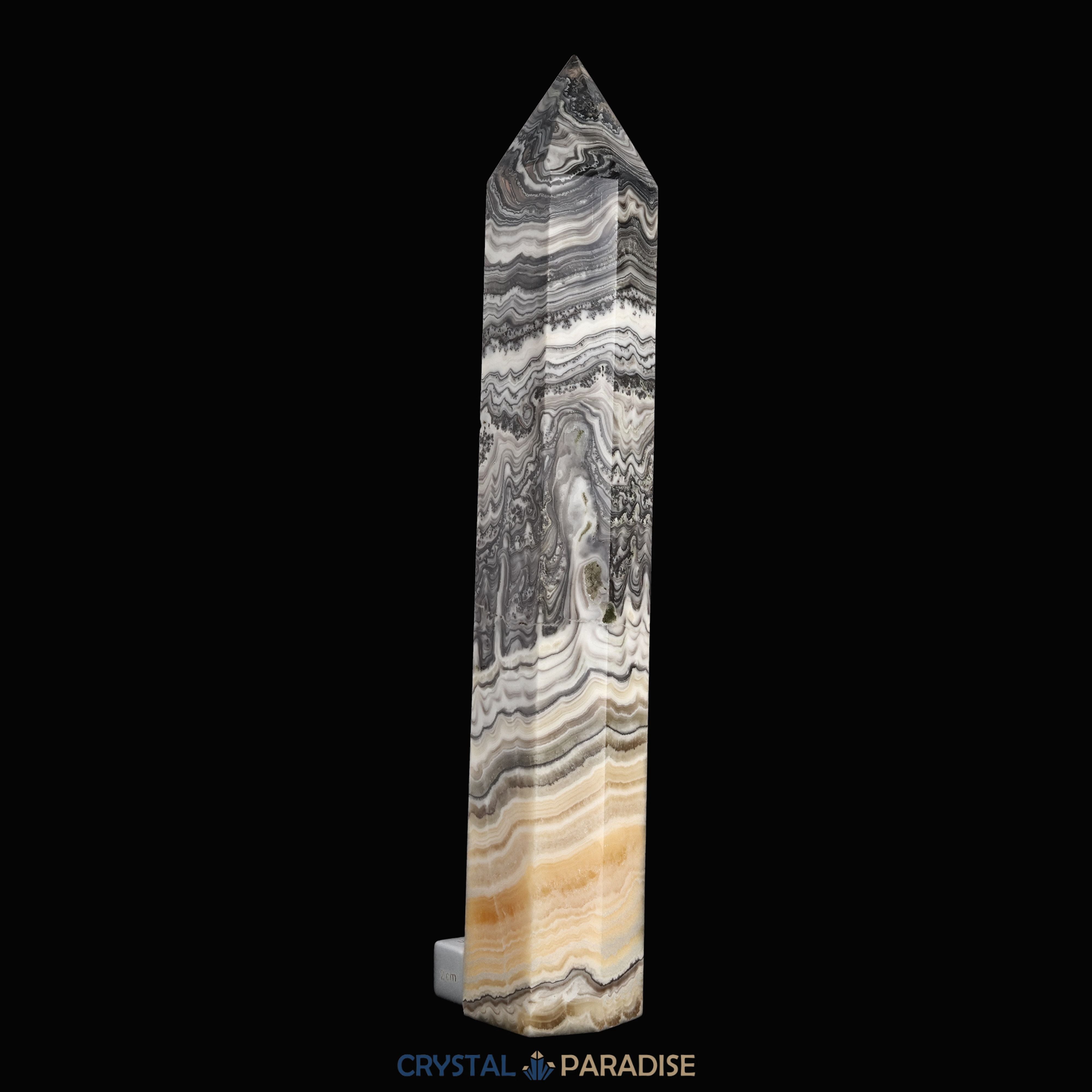 Gestreifter gelber Calcit Obelisk aus Brasilien – Ansicht 8
