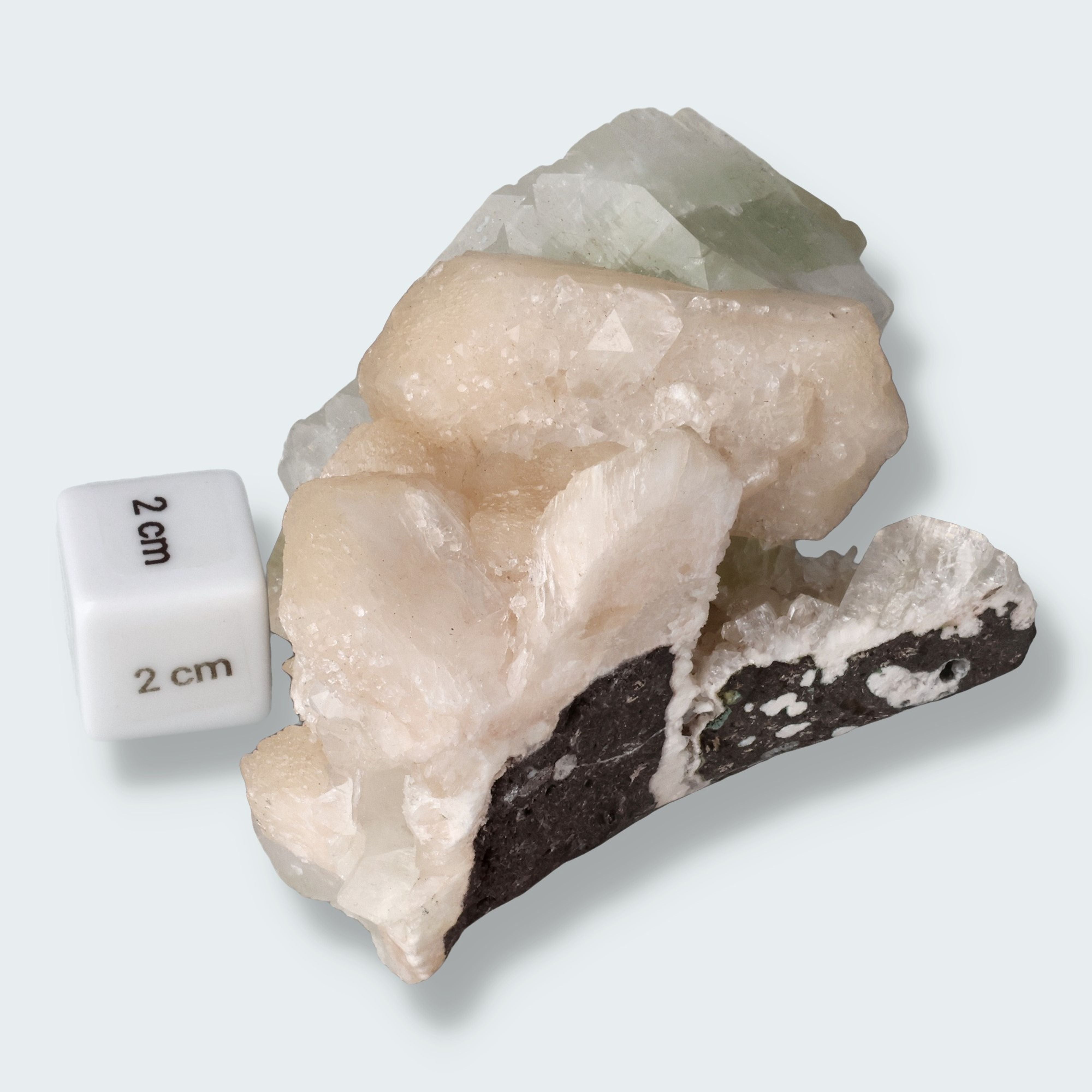 Grüner Apophyllit mit Stilbit aus Indien (357g) – Ansicht 4