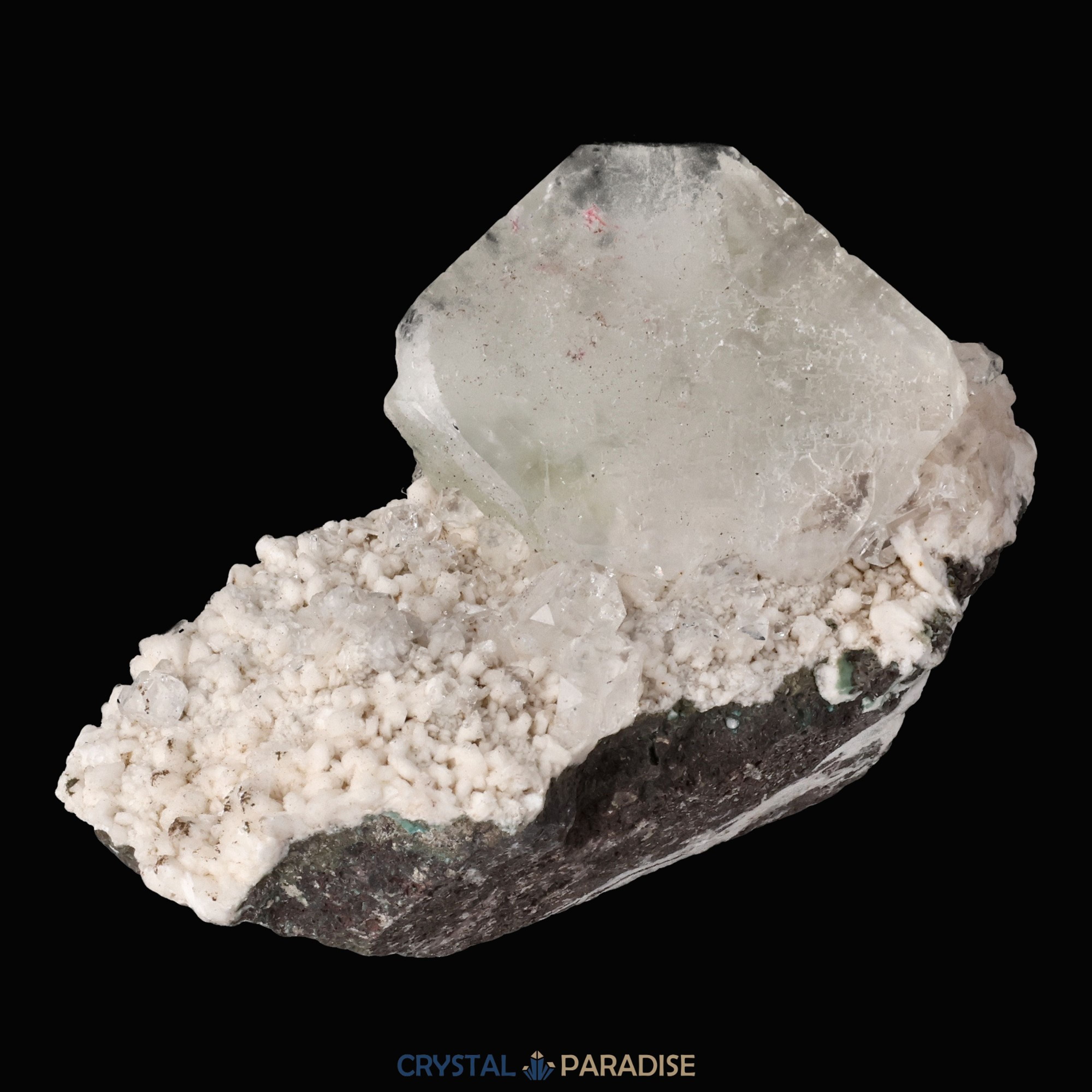 Grüner Apophyllit mit Stilbit Cluster aus Indien (191g) – Ansicht 4