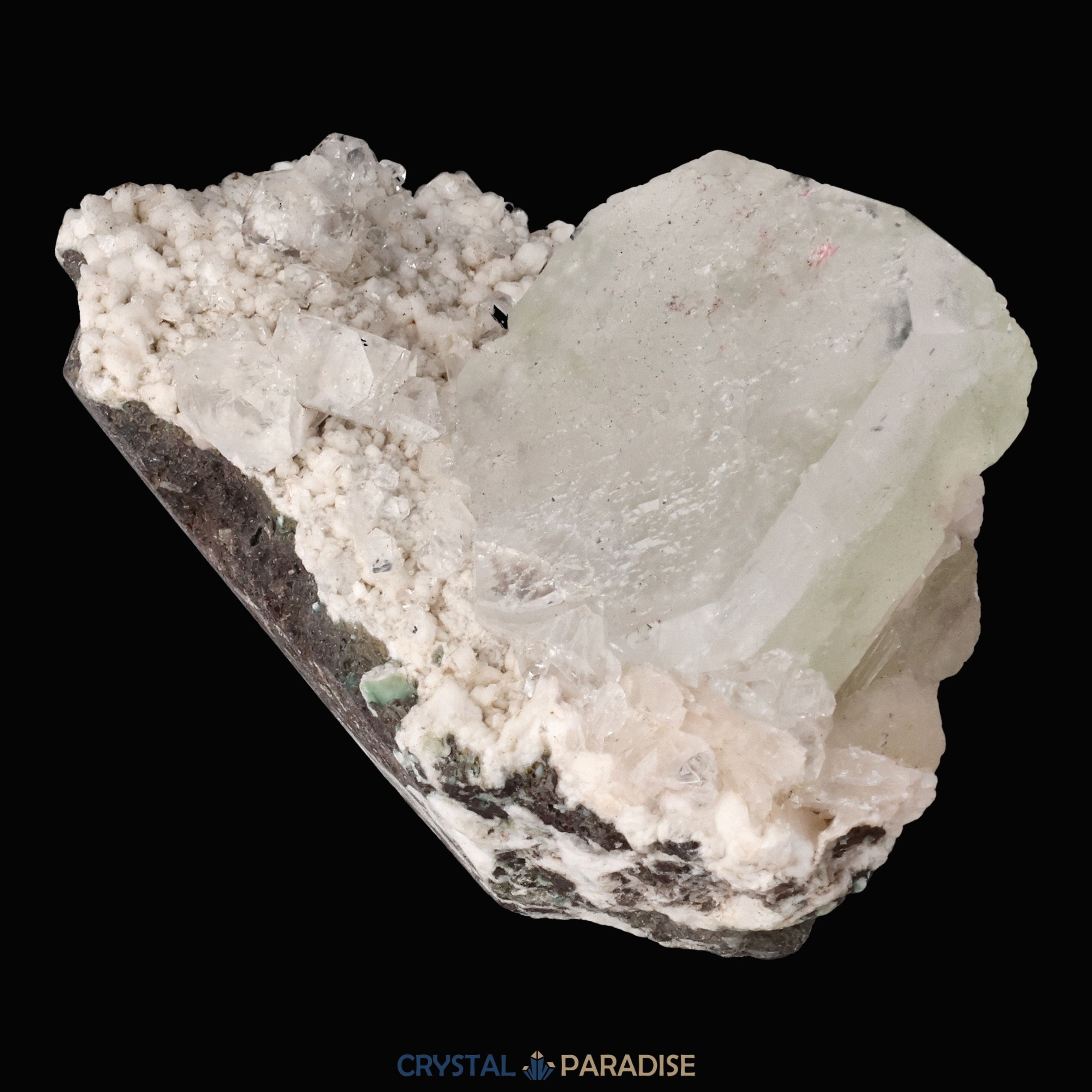 Grüner Apophyllit mit Stilbit Cluster aus Indien (191g) – Ansicht 7