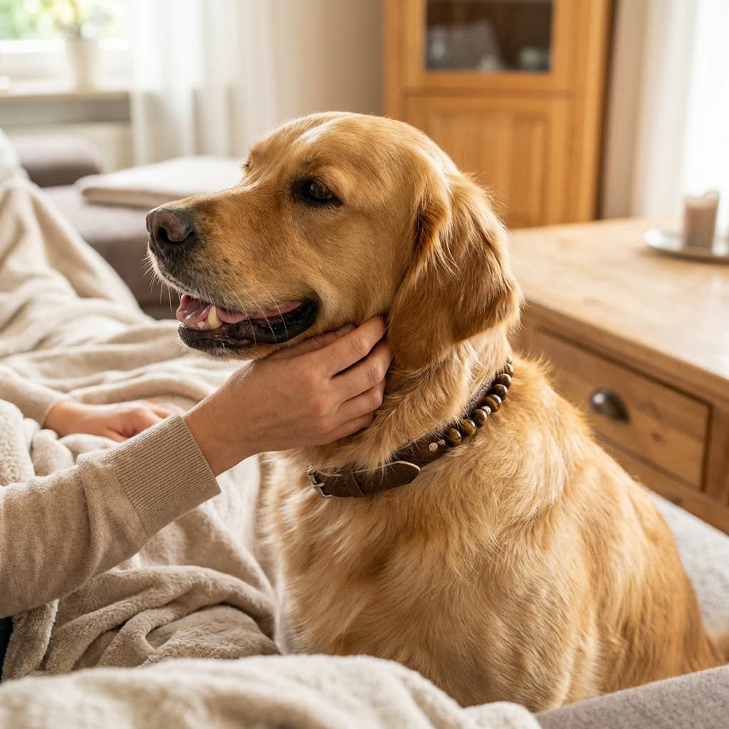 Labradorit–wirkt ausgleichend bei Stimmungsschwankungen - Hundehalsband crystalpower®