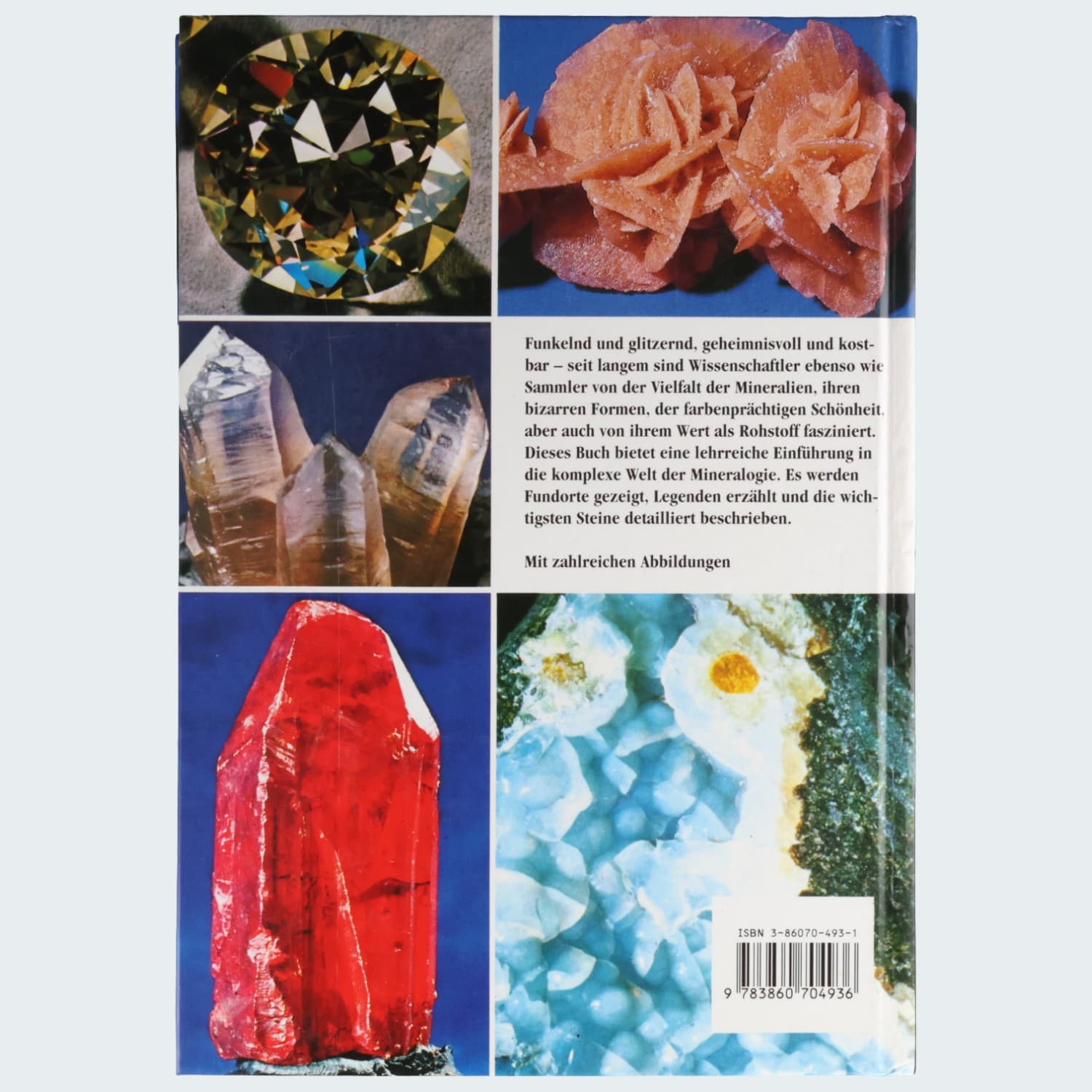 Illustriertes Lexikon der Steine & Mineralien – Rückseite mit Klappentext und ISBN 3-86070-493-1