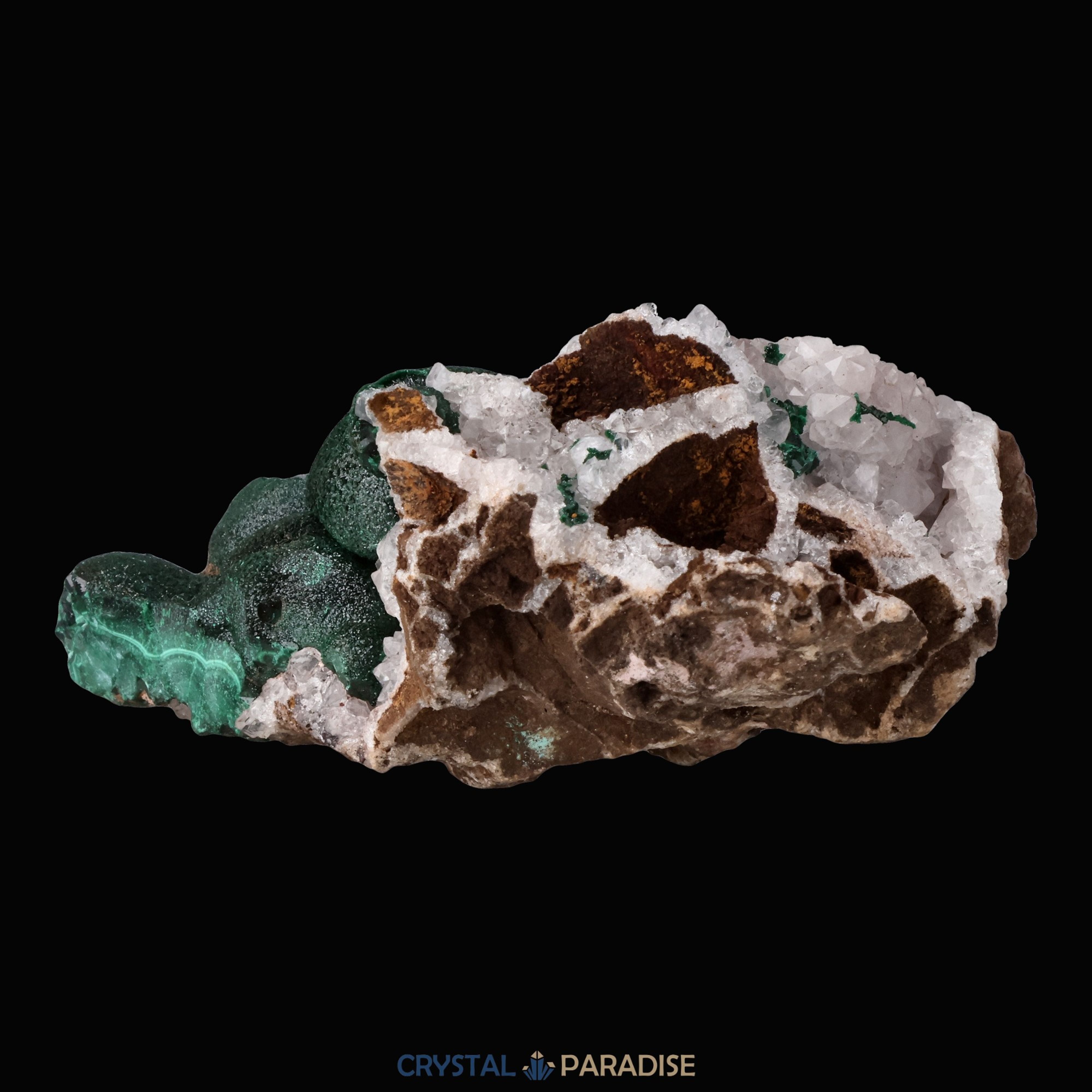 Malachit in Kongo Quarz mit Dolomit Matrix aus dem Kongo (133g) – Ansicht 14