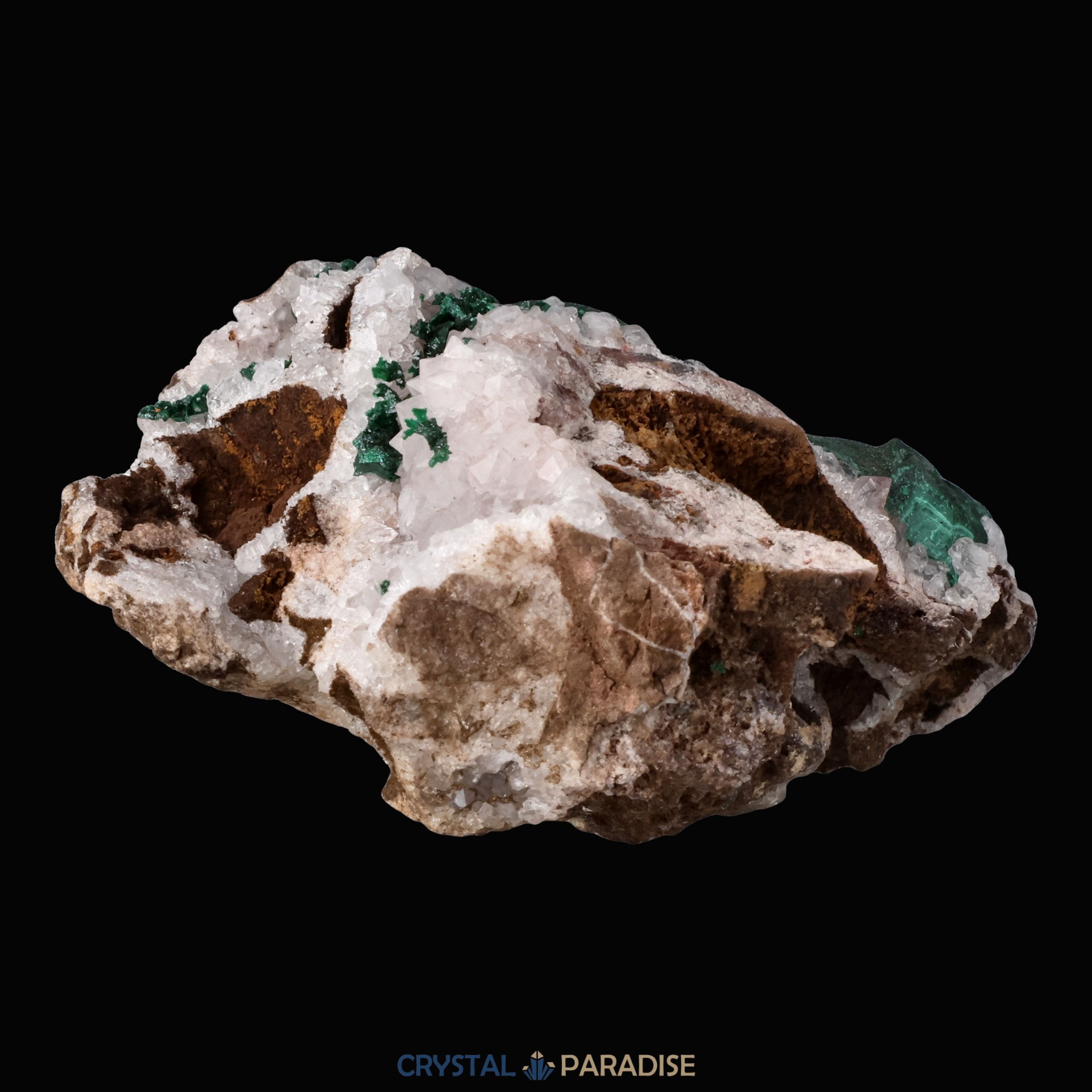 Malachit in Kongo Quarz mit Dolomit Matrix aus dem Kongo (133g) – Ansicht 15