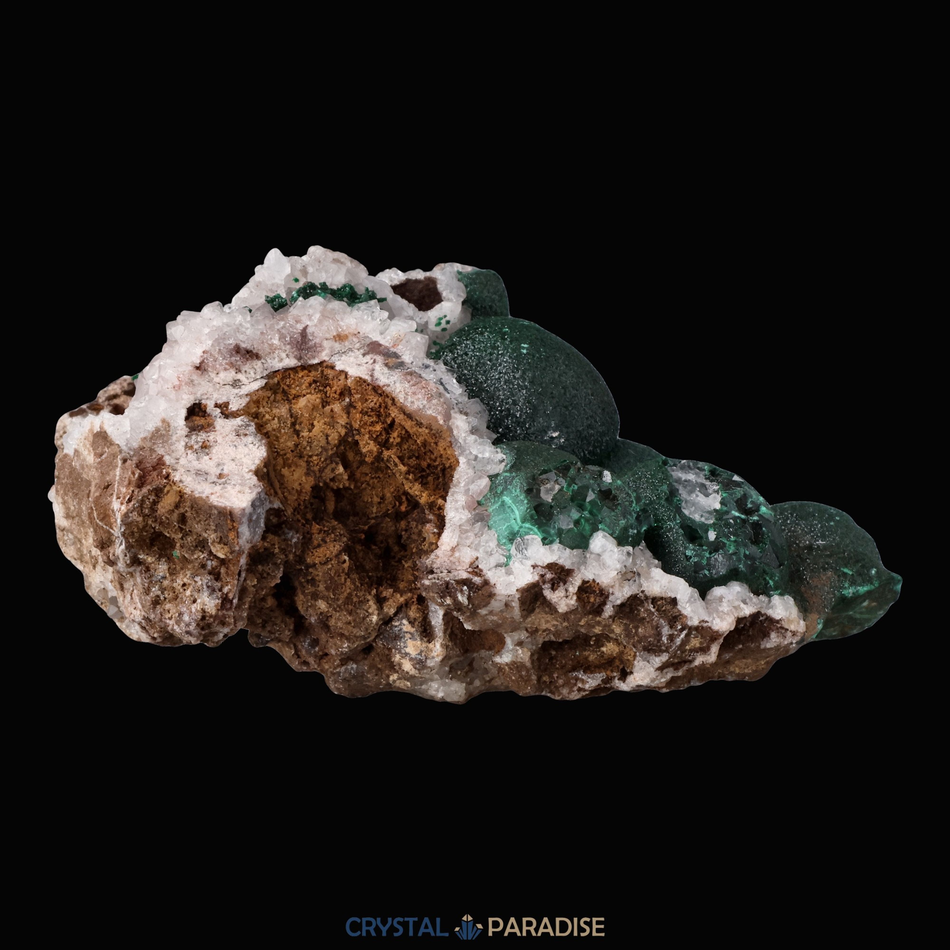 Malachit in Kongo Quarz mit Dolomit Matrix aus dem Kongo (133g) – Ansicht 17