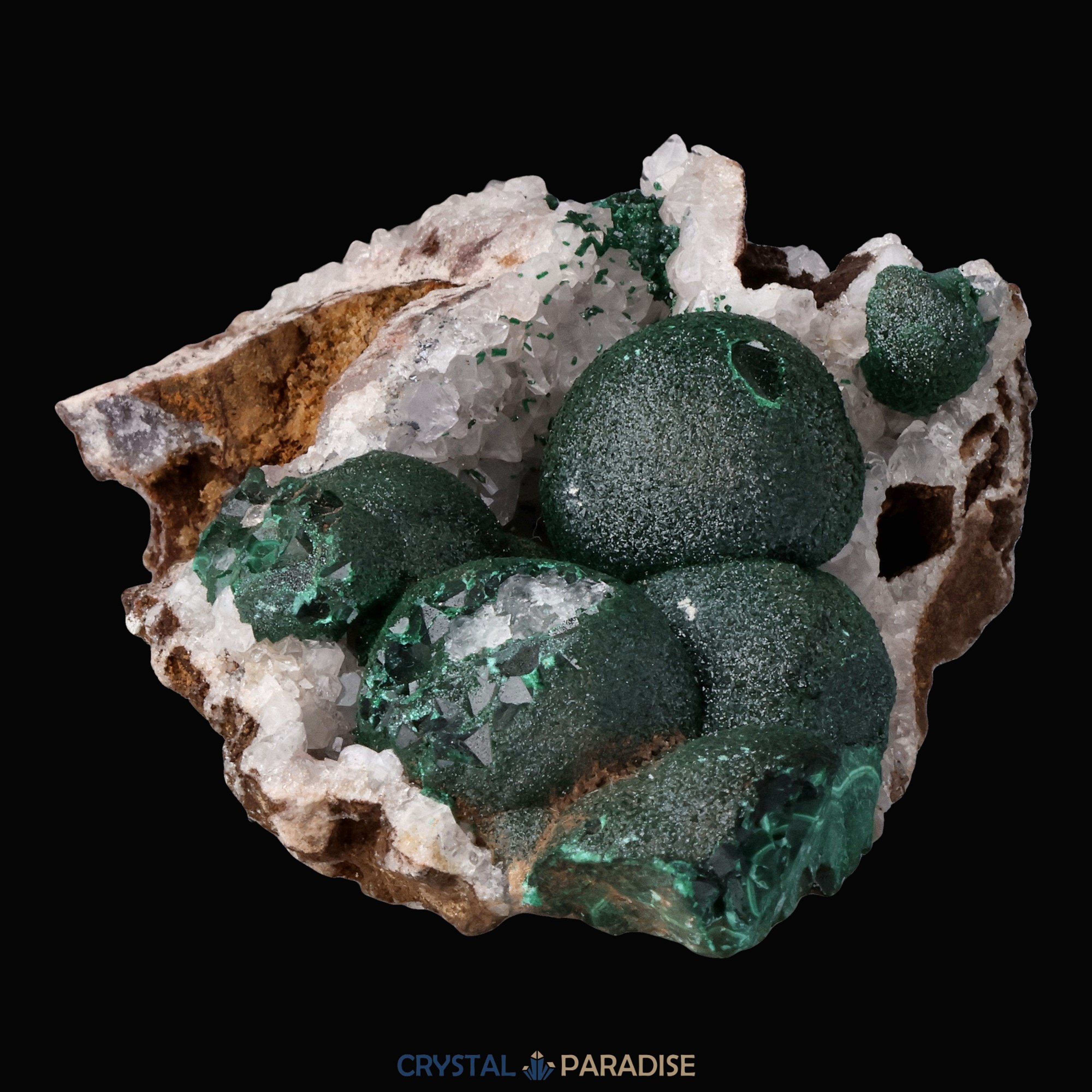 Malachit in Kongo Quarz mit Dolomit Matrix aus dem Kongo (133g) – Ansicht 4