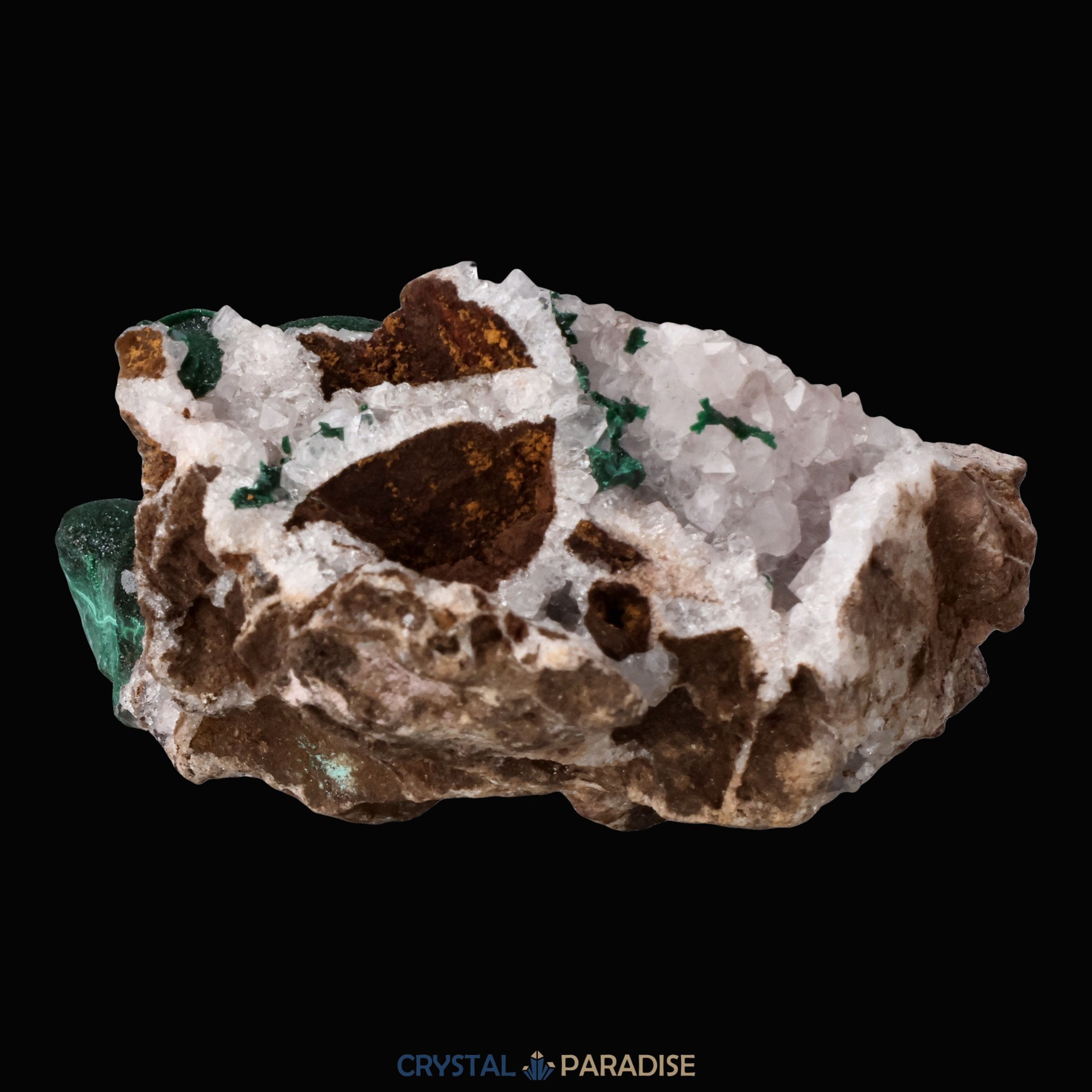 Malachit in Kongo Quarz mit Dolomit Matrix aus dem Kongo (133g) – Ansicht 7