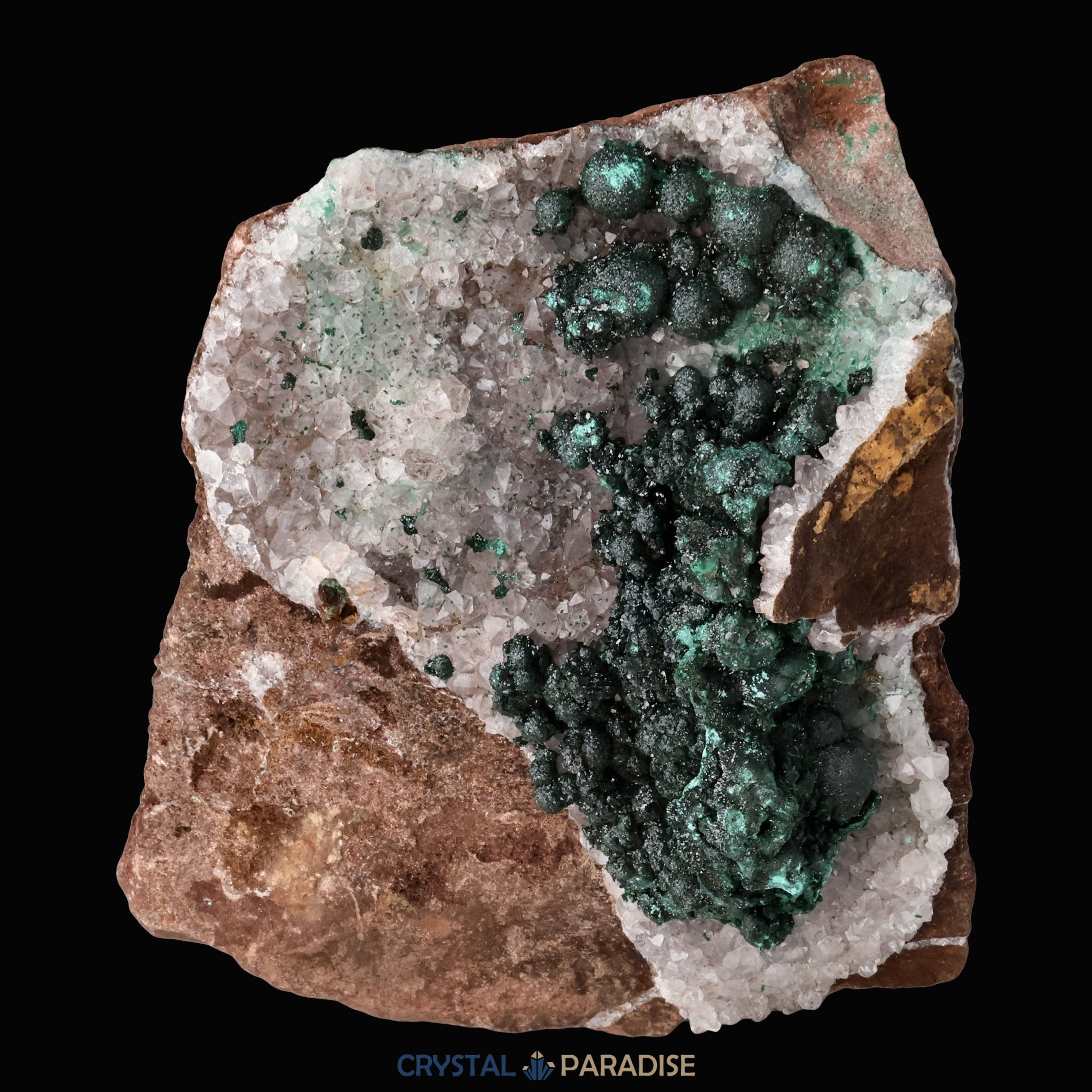 Malachit in Kongo Quarz mit Dolomit Matrix aus Kambove, Kongo (837g) – Ansicht 11