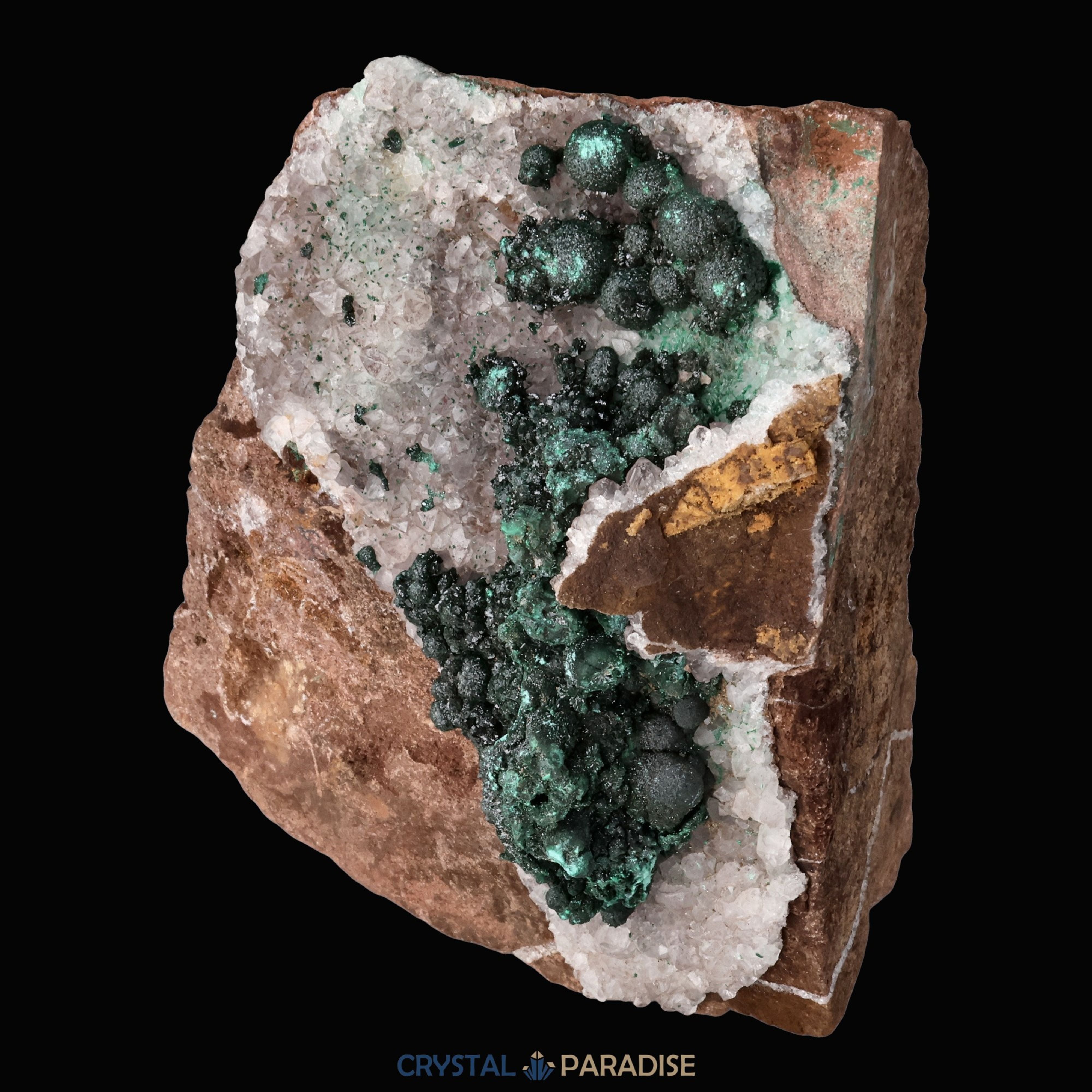 Malachit in Kongo Quarz mit Dolomit Matrix aus Kambove, Kongo (837g) – Ansicht 12