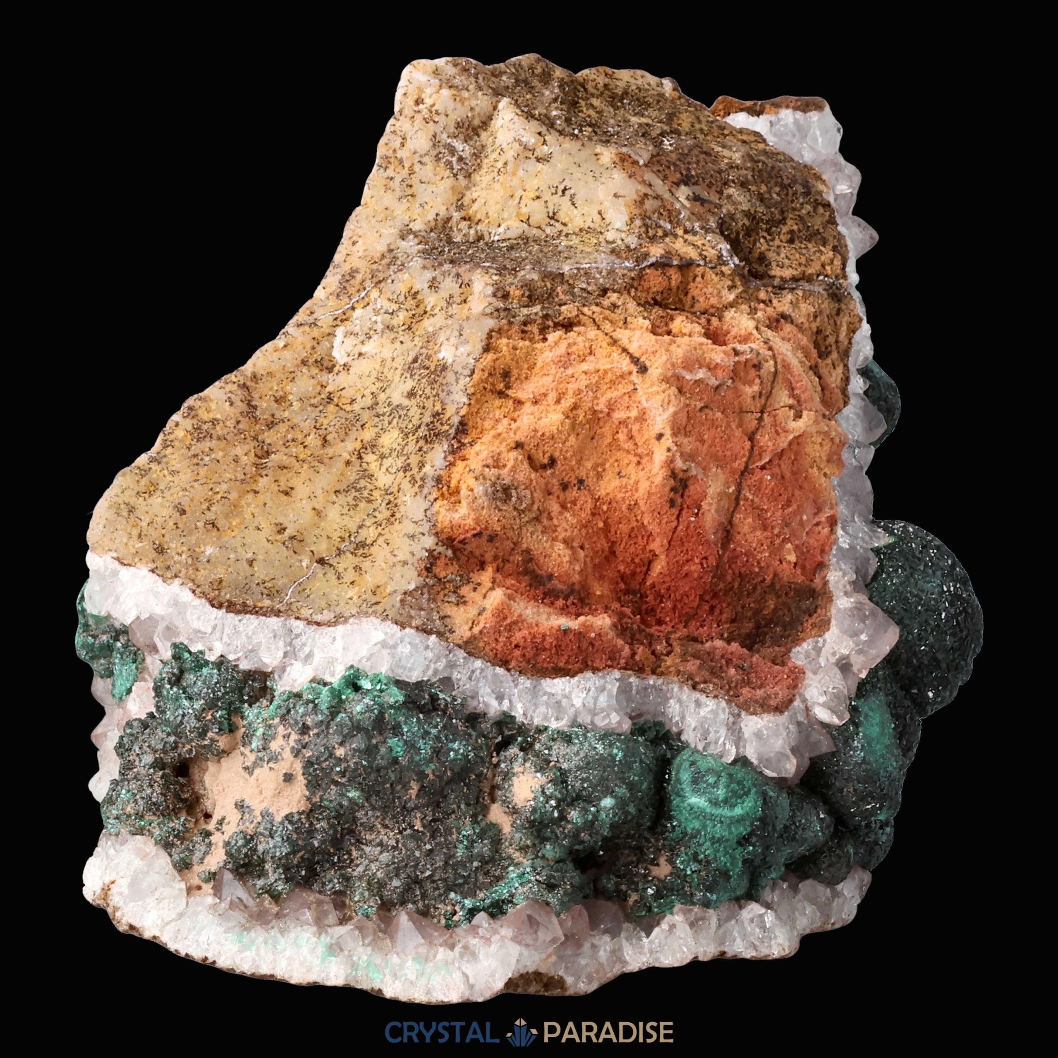 Malachit in Kongo Quarz mit Dolomit Matrix aus Kambove, Kongo (274g) – Ansicht 12