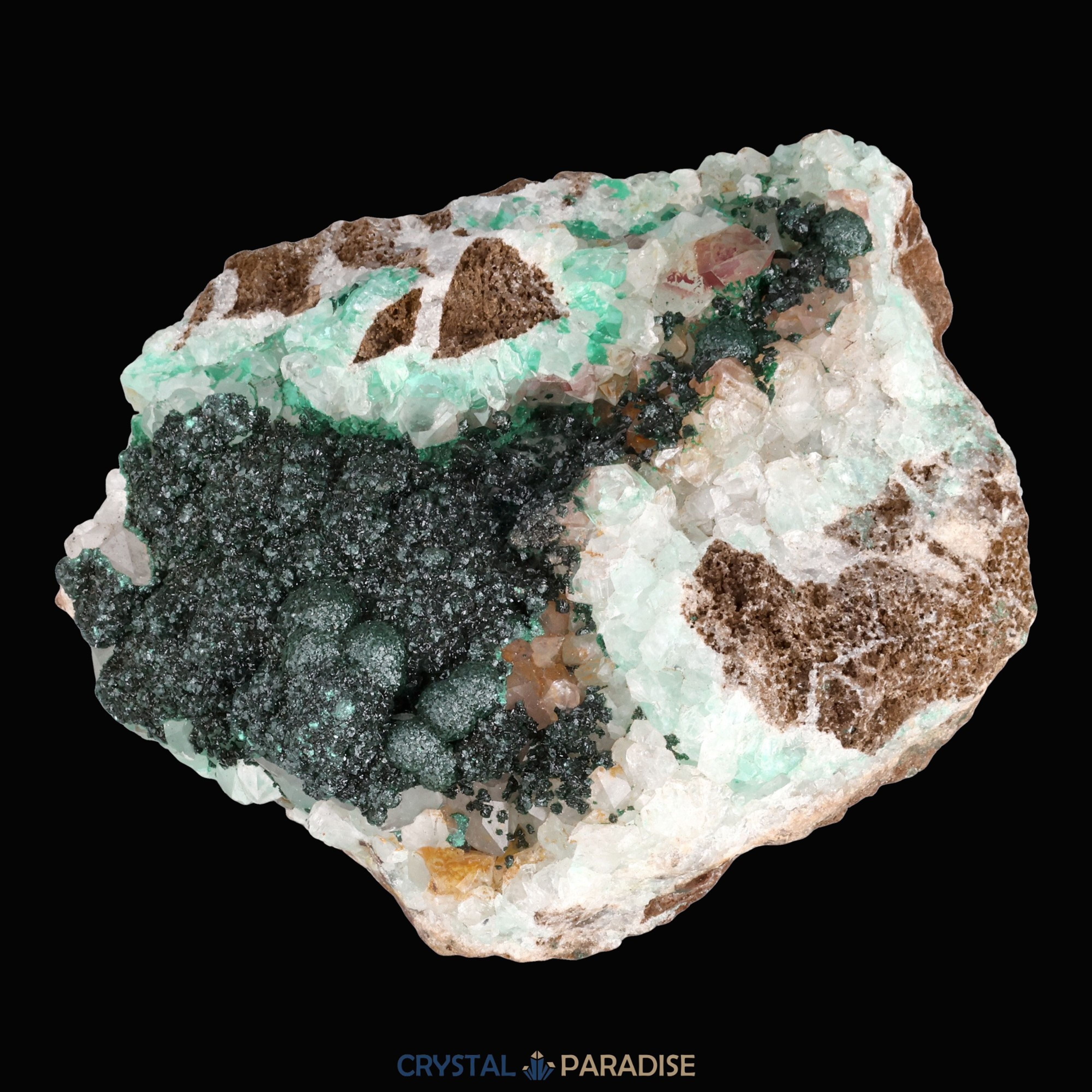 Malachit in Kongo Quarz mit Dolomit Matrix aus Kambove, Kongo (740g) – Ansicht 14